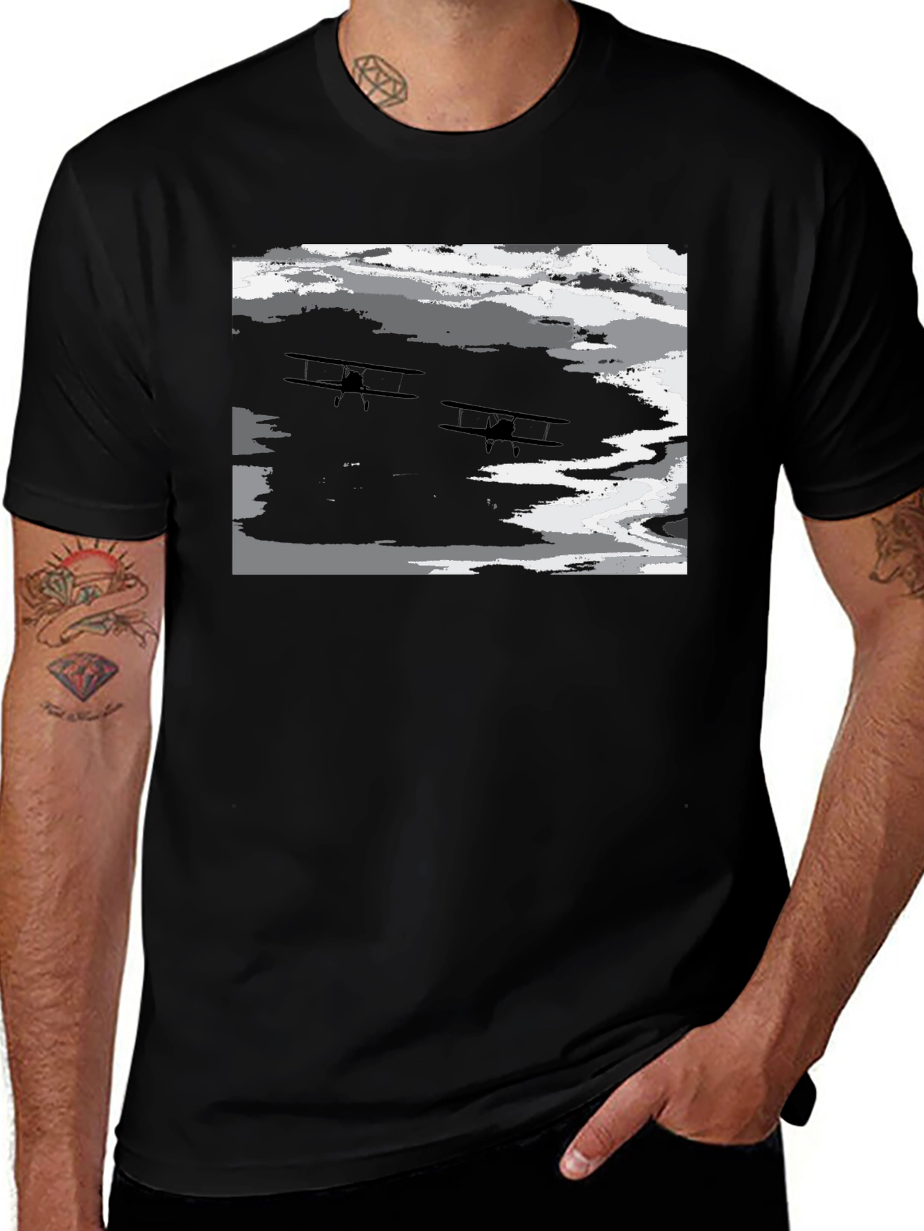 Variant 12 of Vintage Biplane Silhouette Graphic Tee