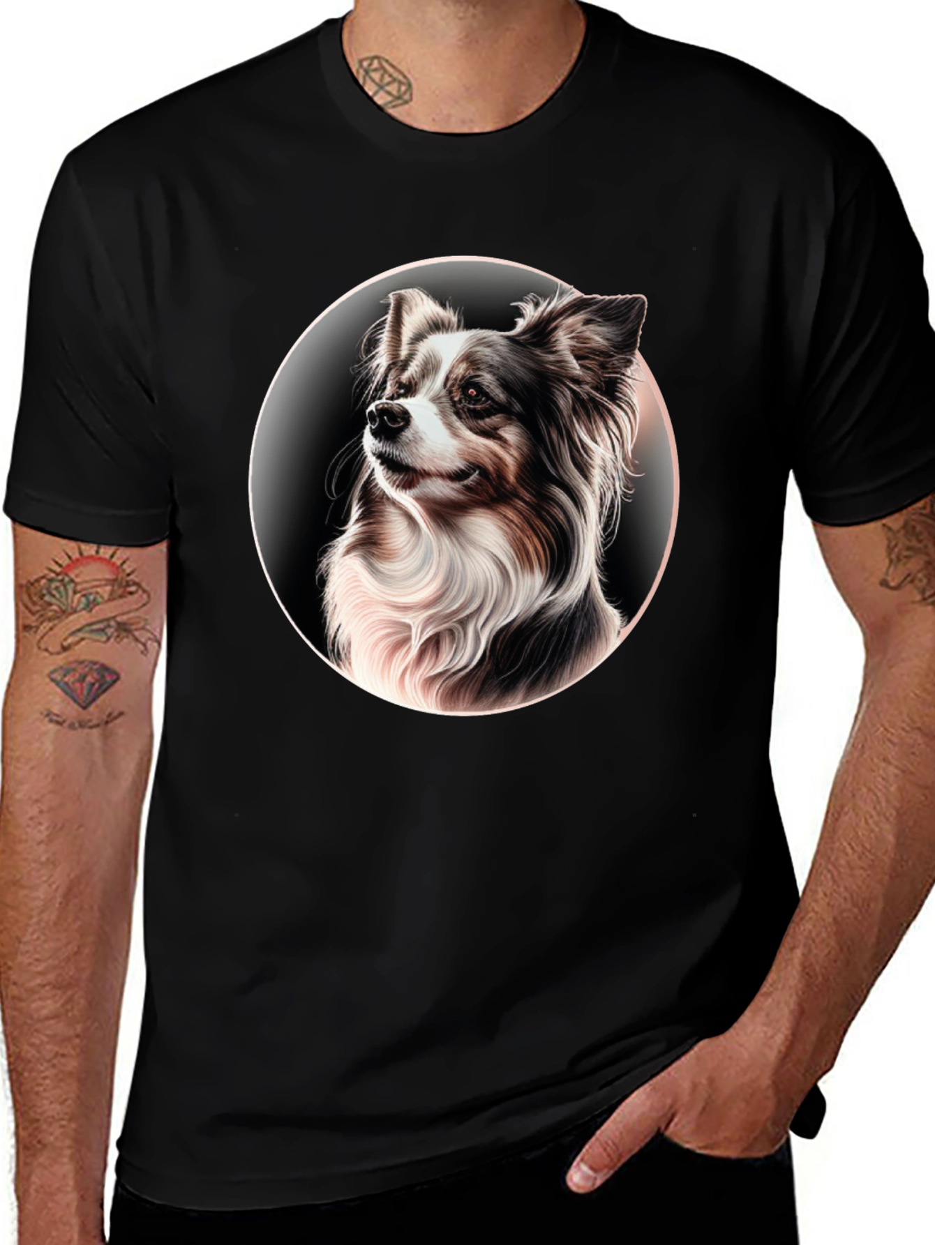 Variant 17 of Dog Portrait Graphic Black T-Shirt