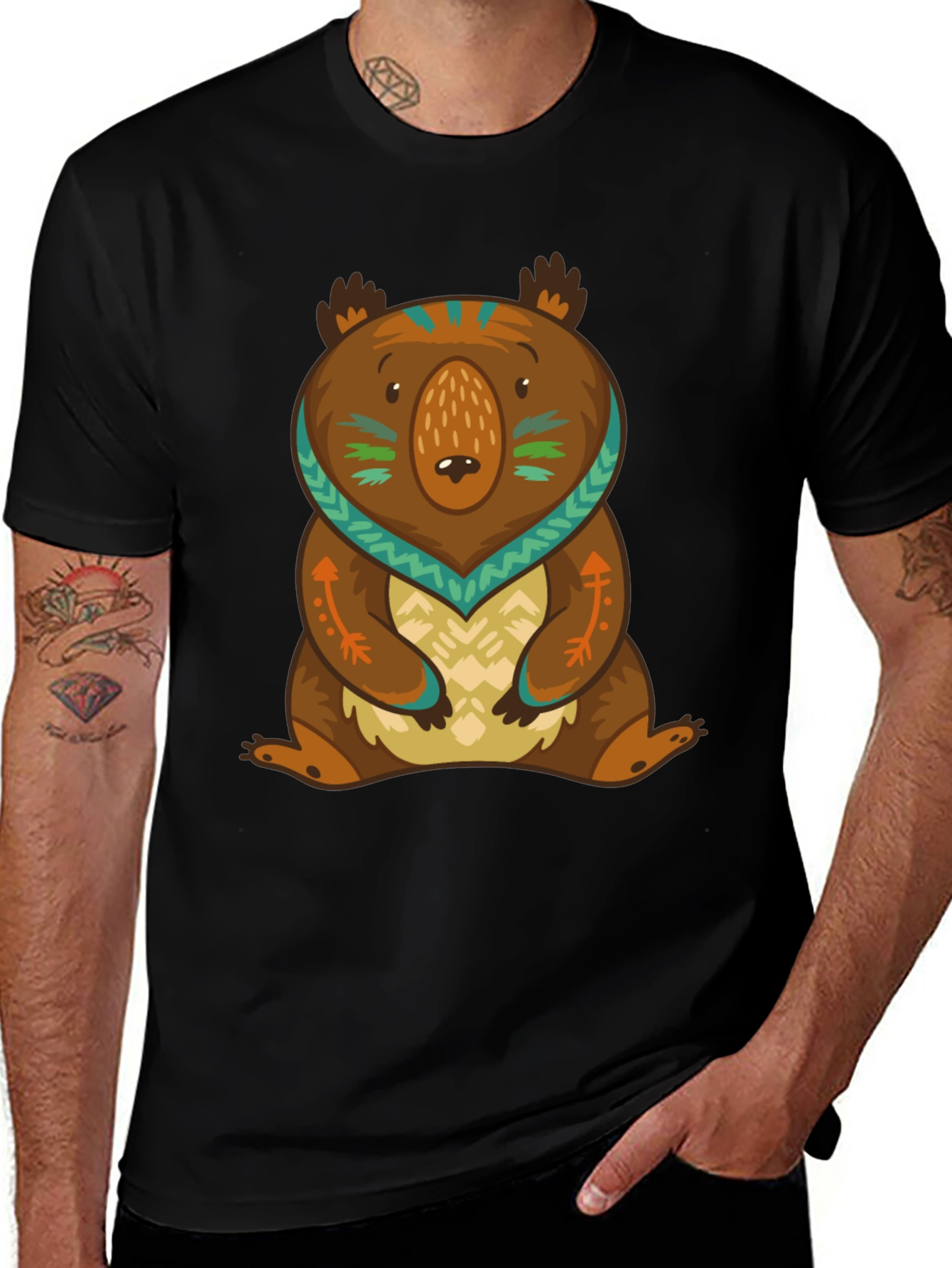 Variant 23 of Bear Graphic Print Tee - Black