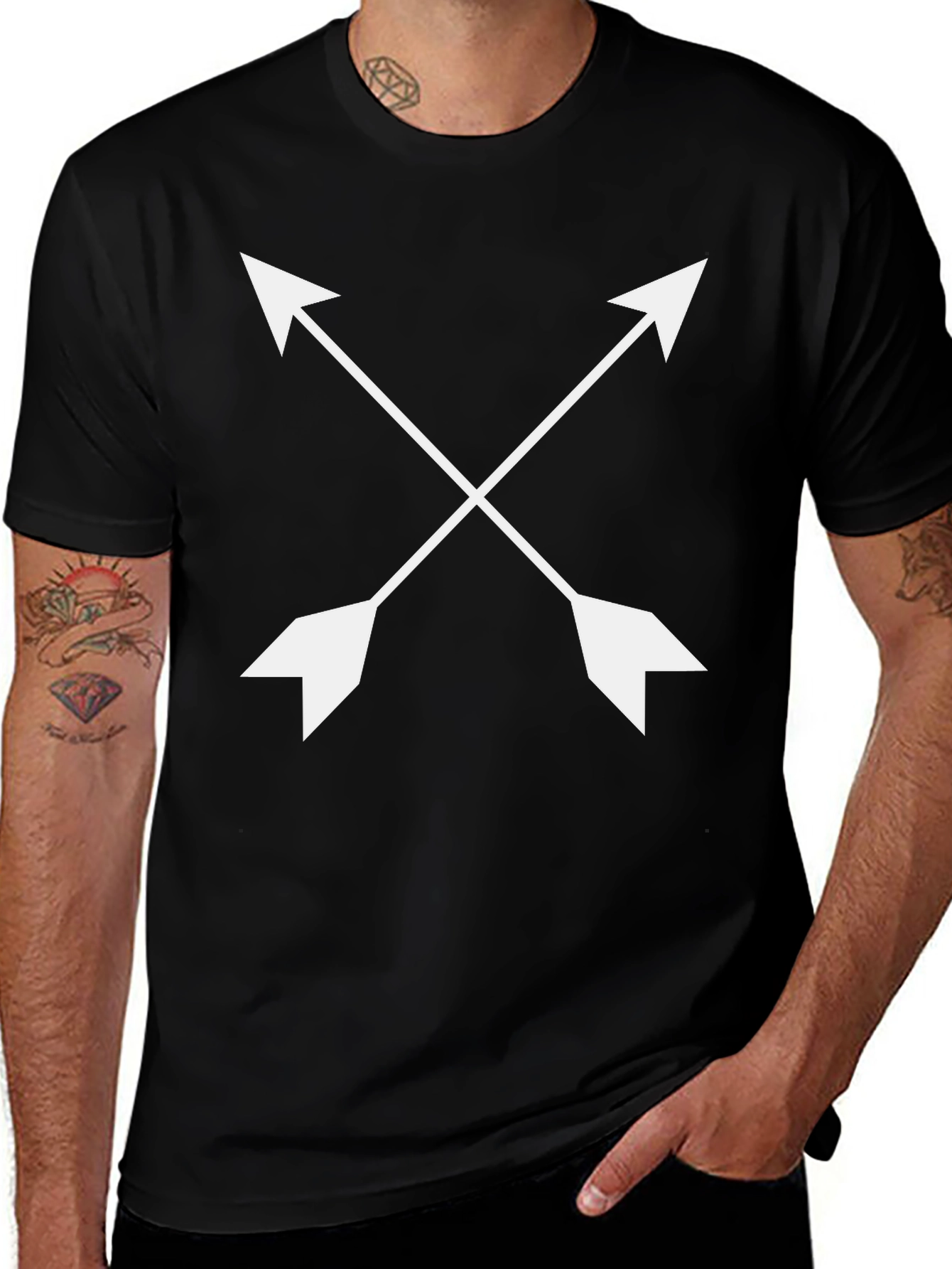 Variant 6 of Crossed Arrows Graphic Tee - Black