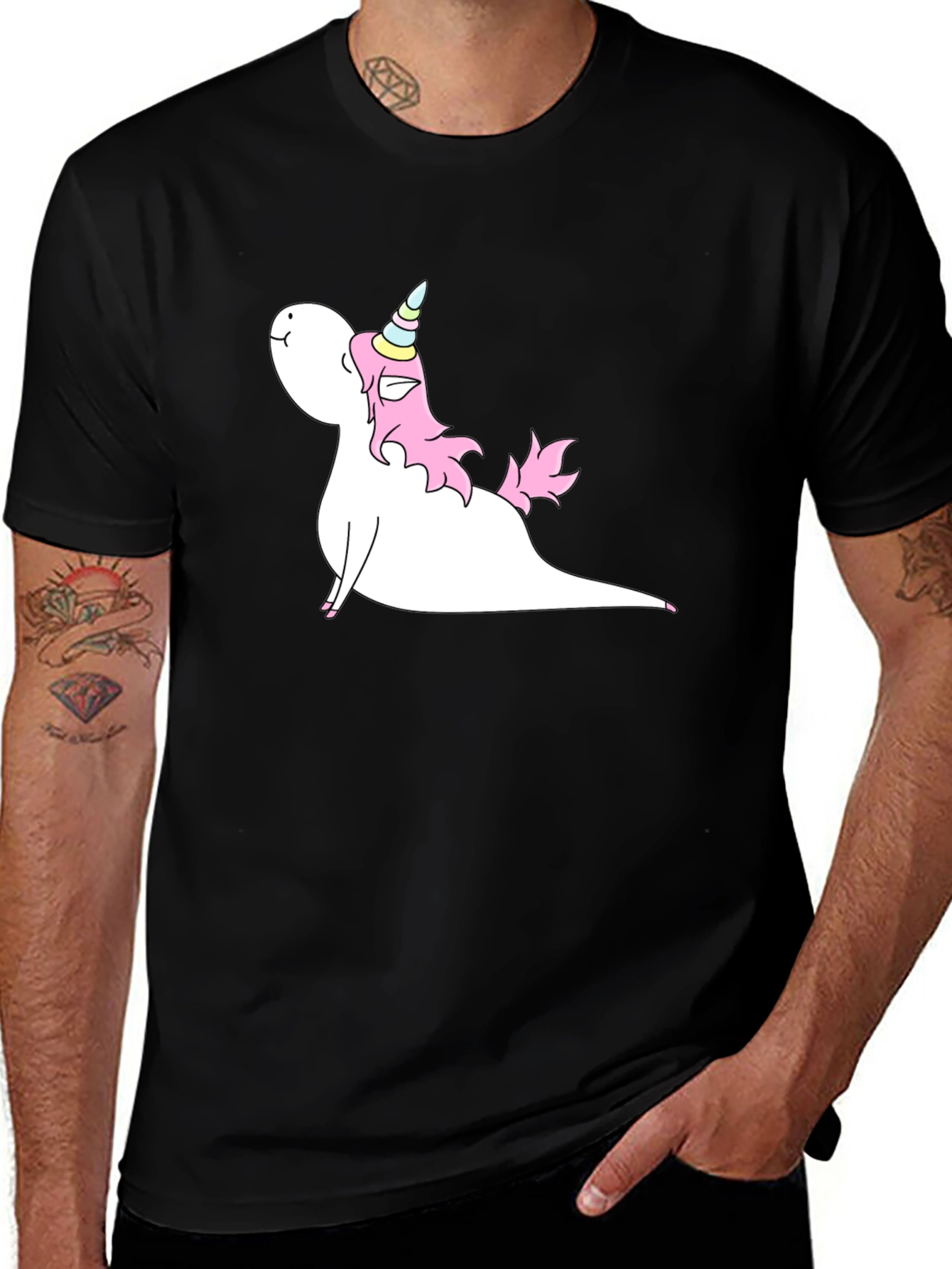 Variant 14 of Unicorn Yoga Pose Black T-Shirt