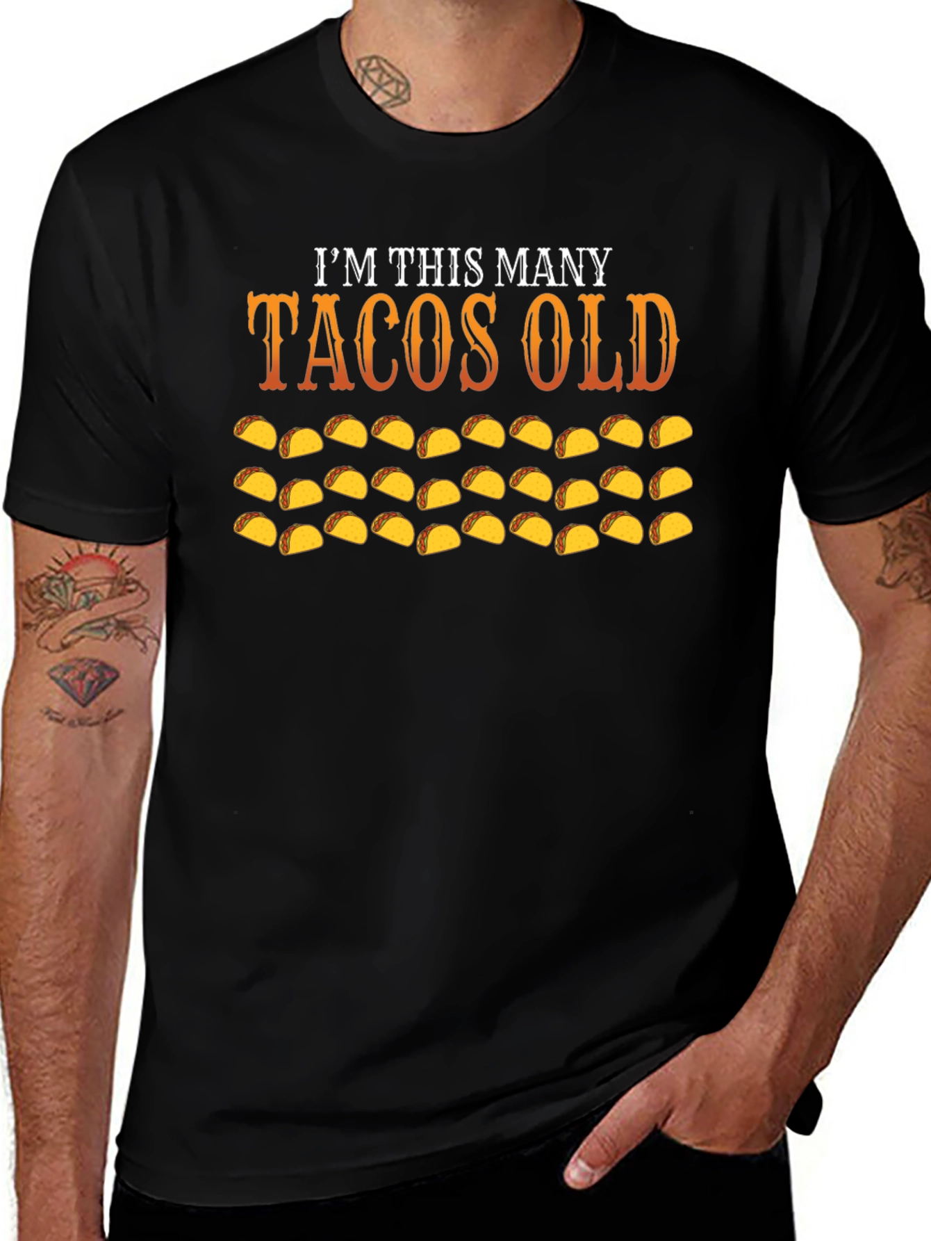 Variant 21 of I'm This Many Tacos Old Funny Birthday Graphic Tee