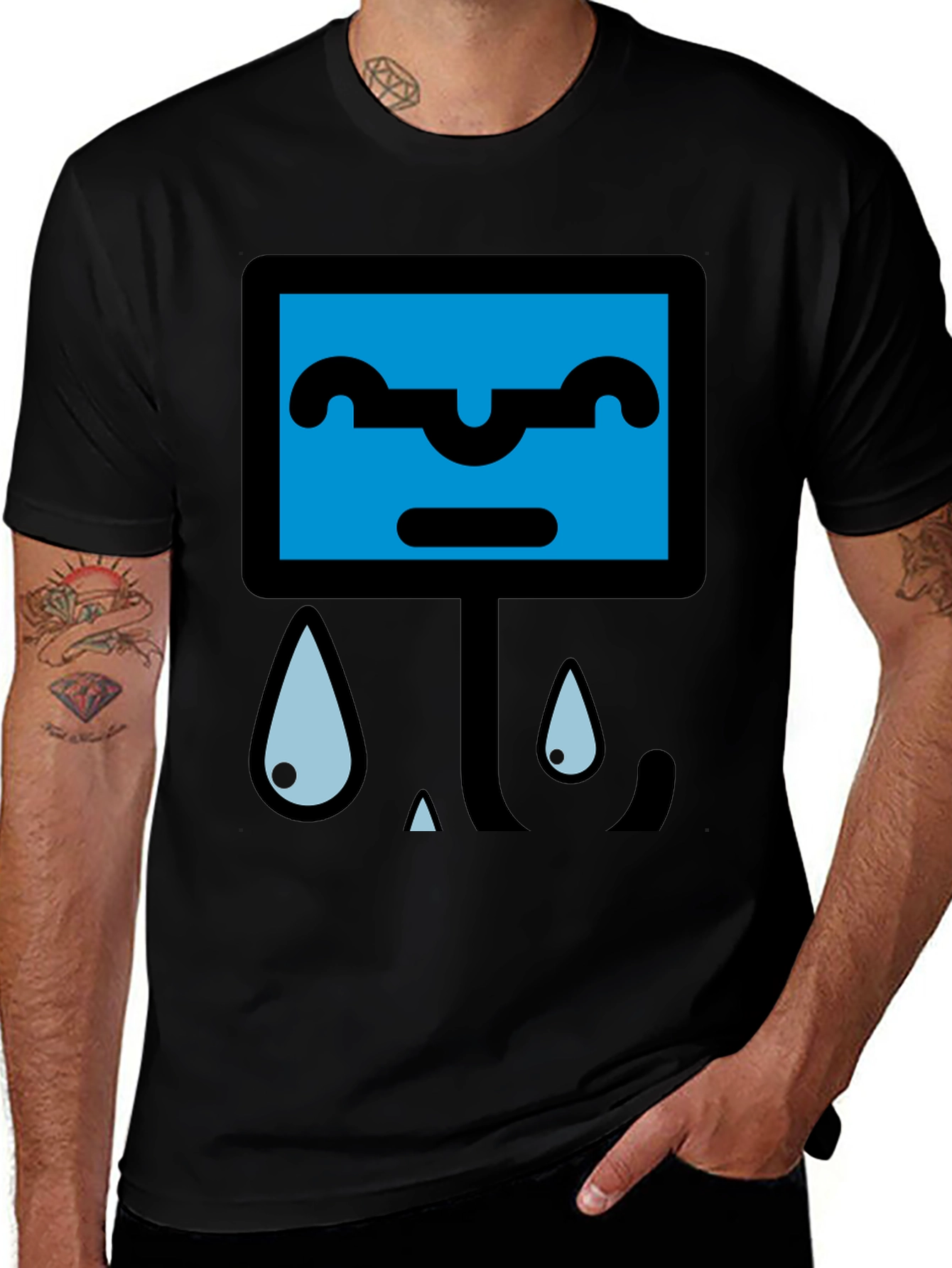 Variant 21 of Blue Animated Graphic Print Black T-Shirt