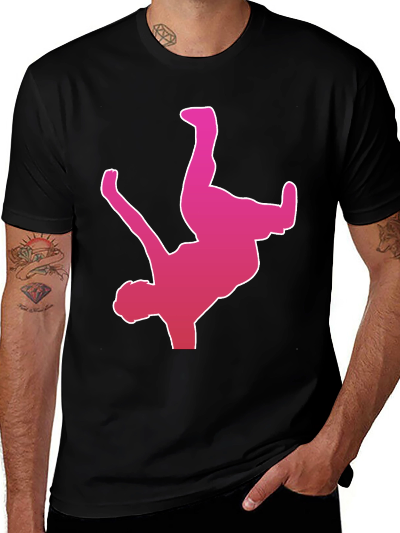 Cool Breakdancer Silhouette Black T-Shirt