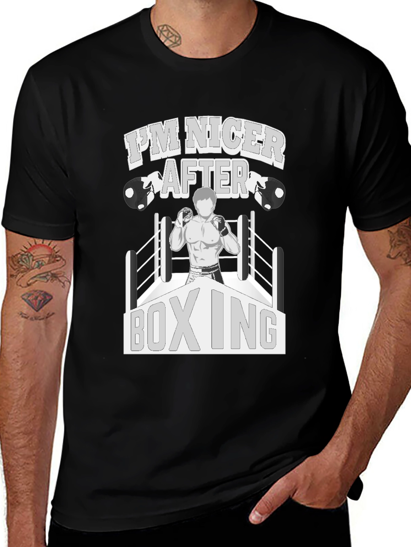 Black I'm Nicer After Boxing Graphic T-Shirt main image