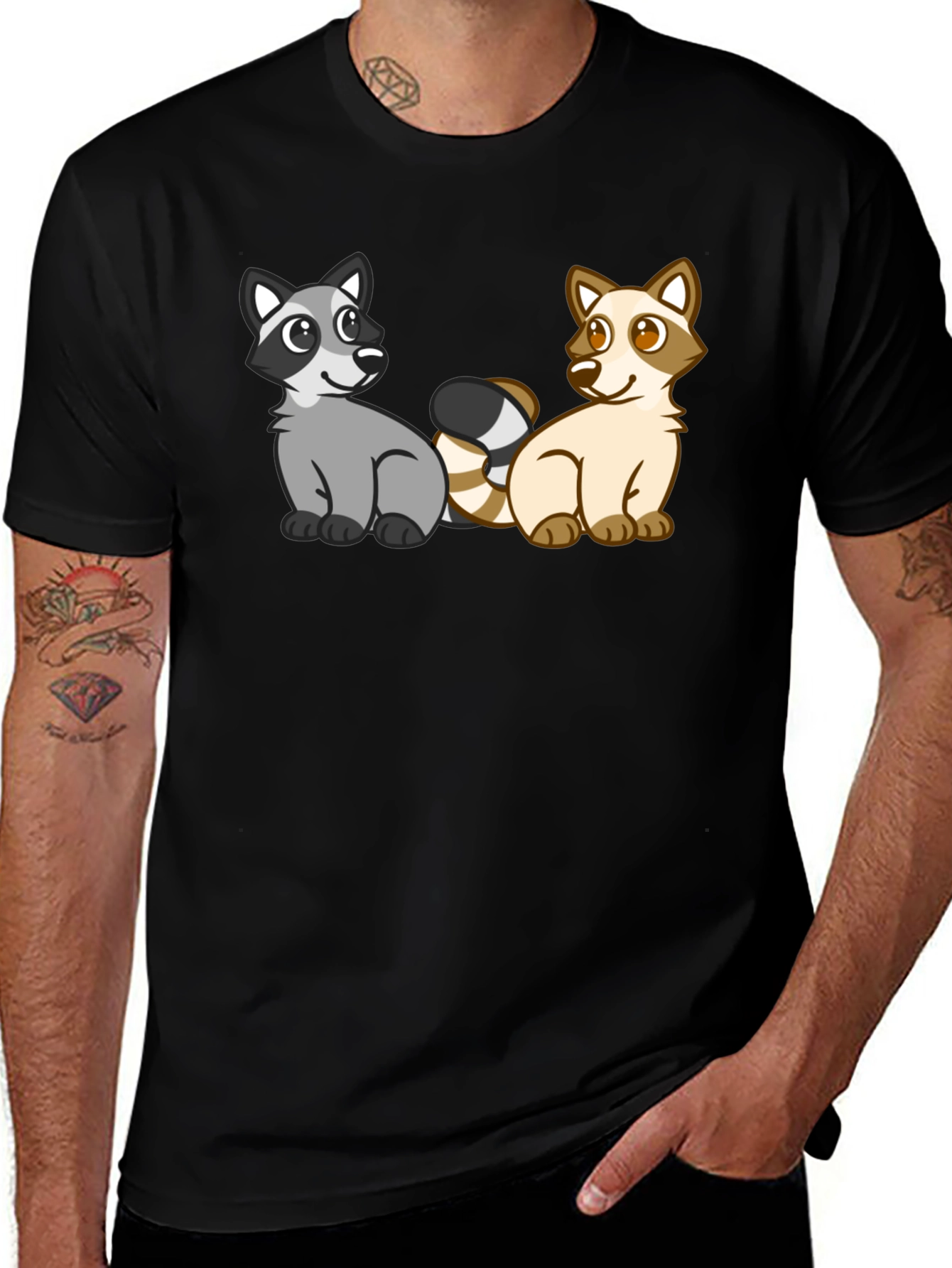 Variant 10 of Cute Raccoon Cartoon Graphic Tee