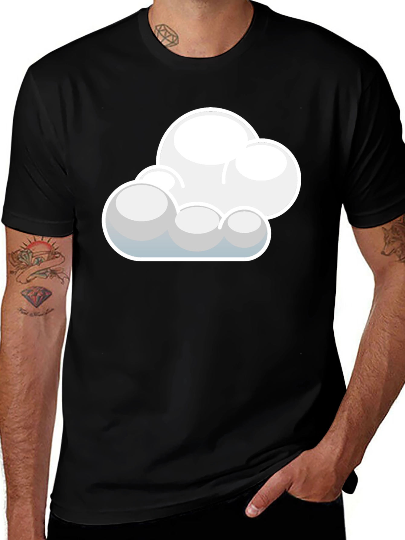 Variant 23 of Cloud Graphic Black T-Shirt: Soft Cotton Blend