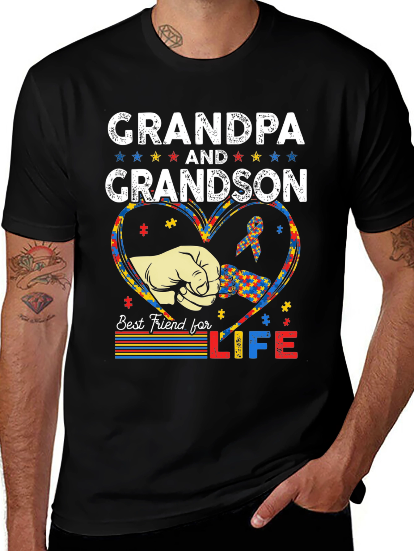 Grandpa and Grandson Autism Awareness T-Shirt