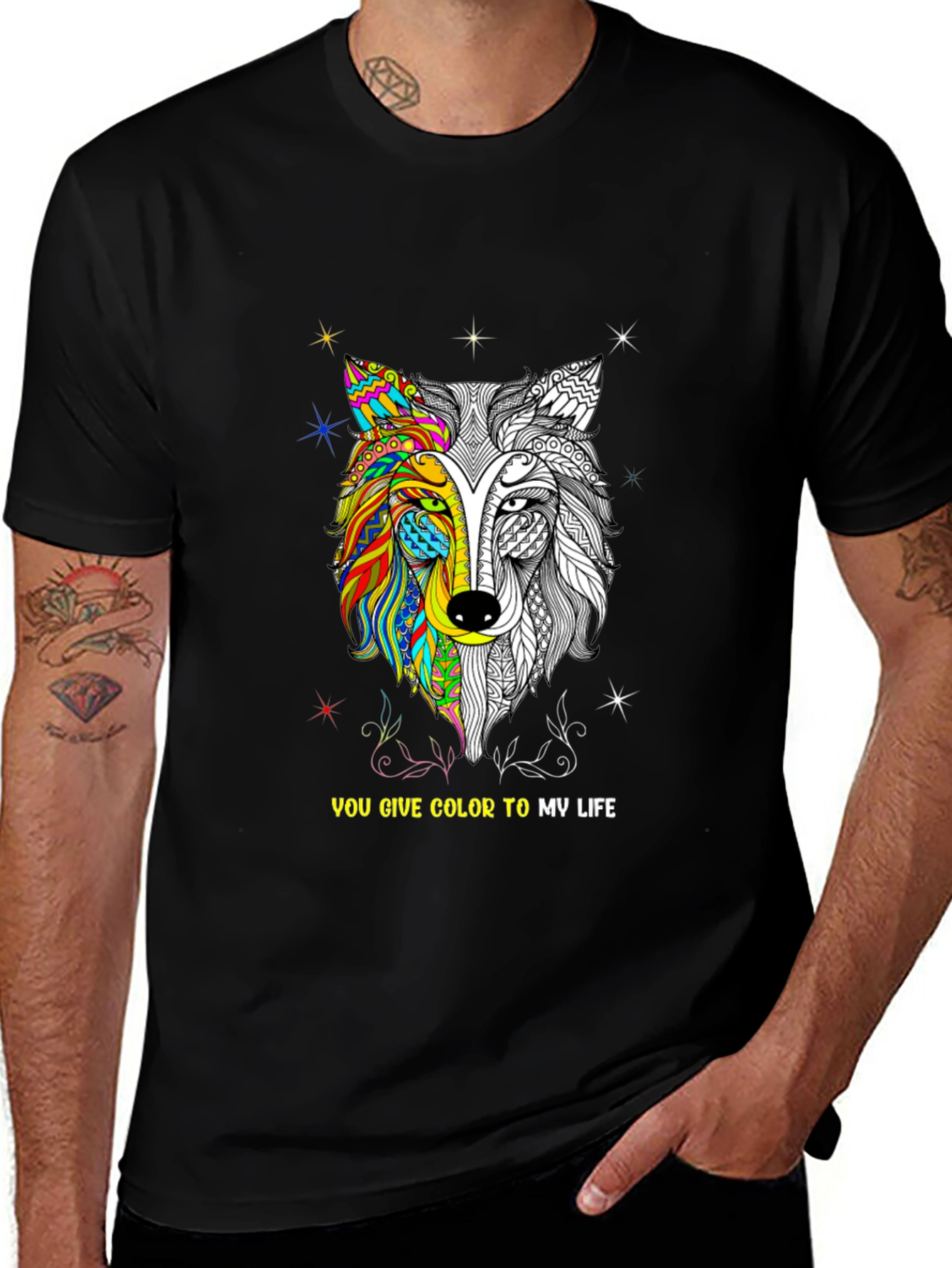 Variant 5 of Colorful Wolf Graphic Tee
