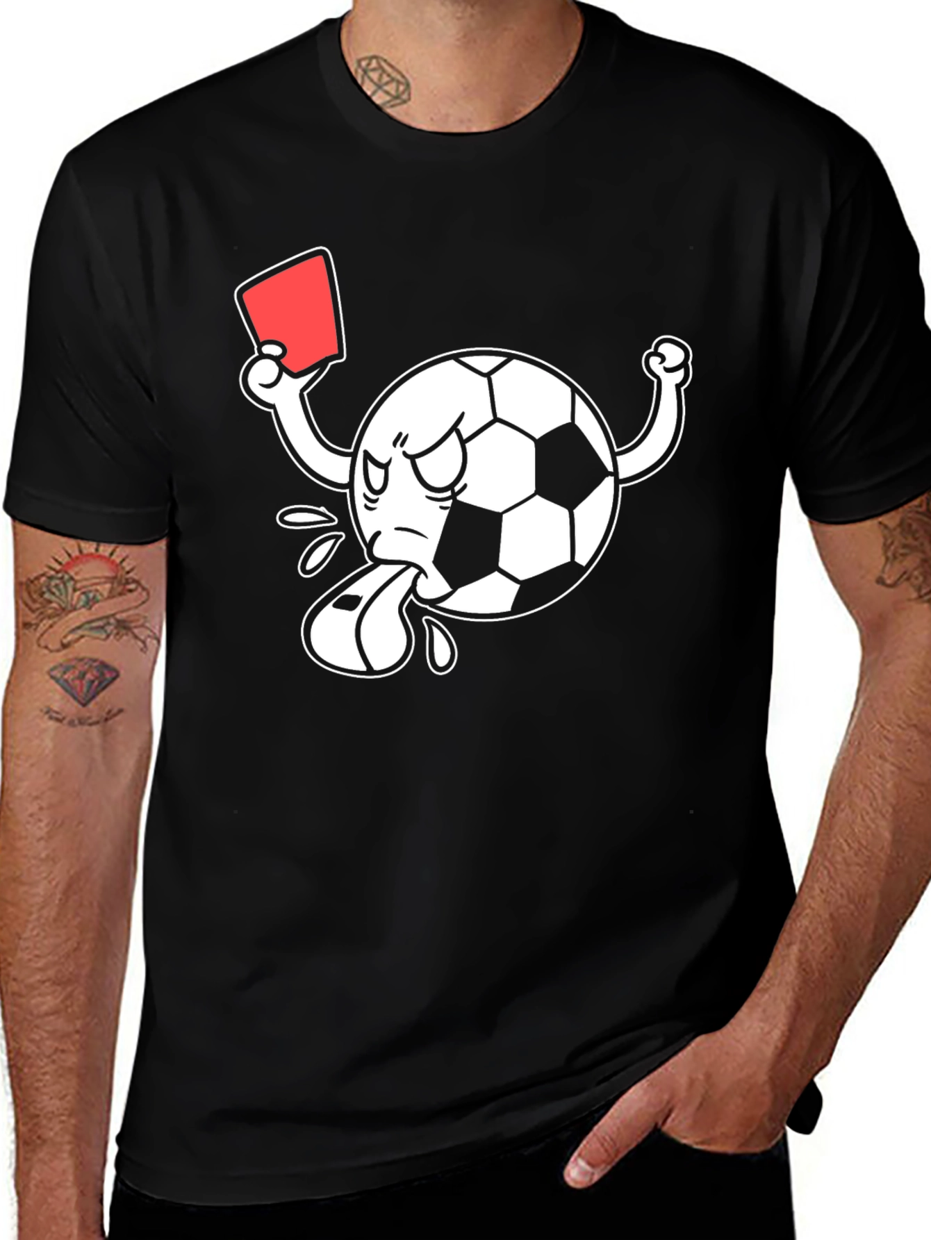 Variant 18 of Soccer Cartoon Referee Black T-Shirt