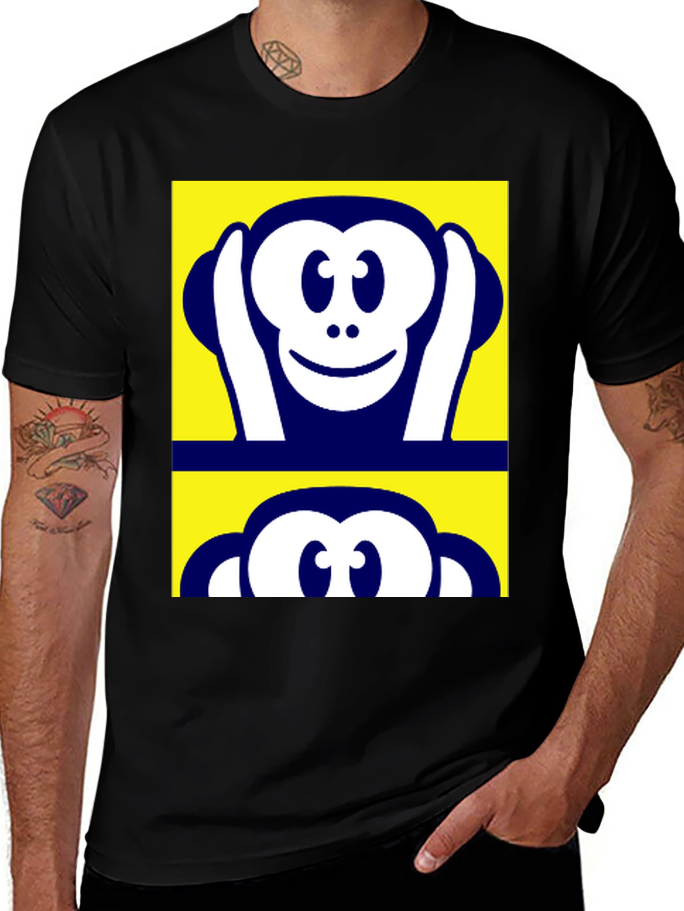 Variant 16 of Hear No See No Monkey Graphic Tee - Black