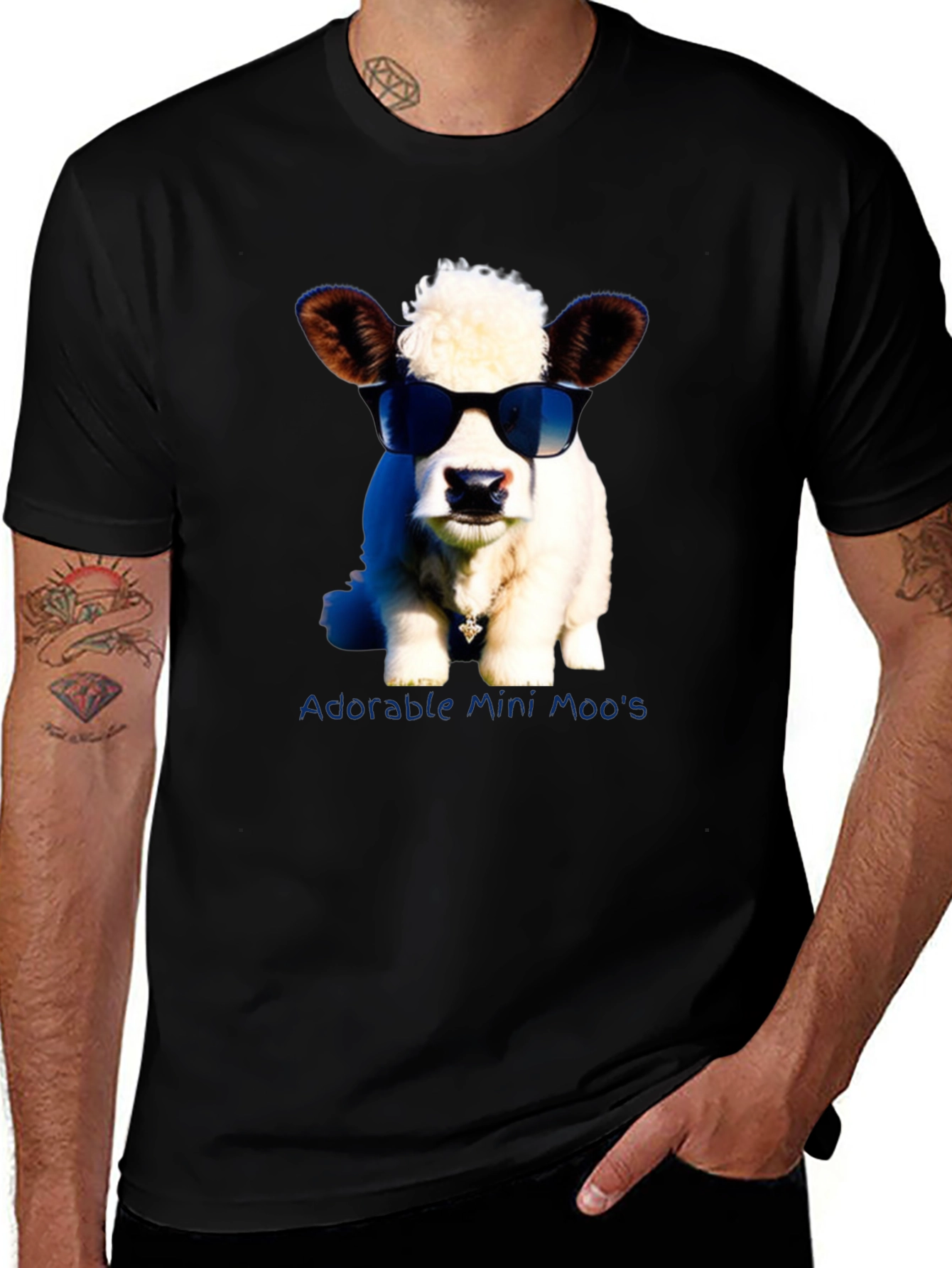 Variant 3 of Adorable Mini Moo's T-Shirt - Novelty Cow Tee