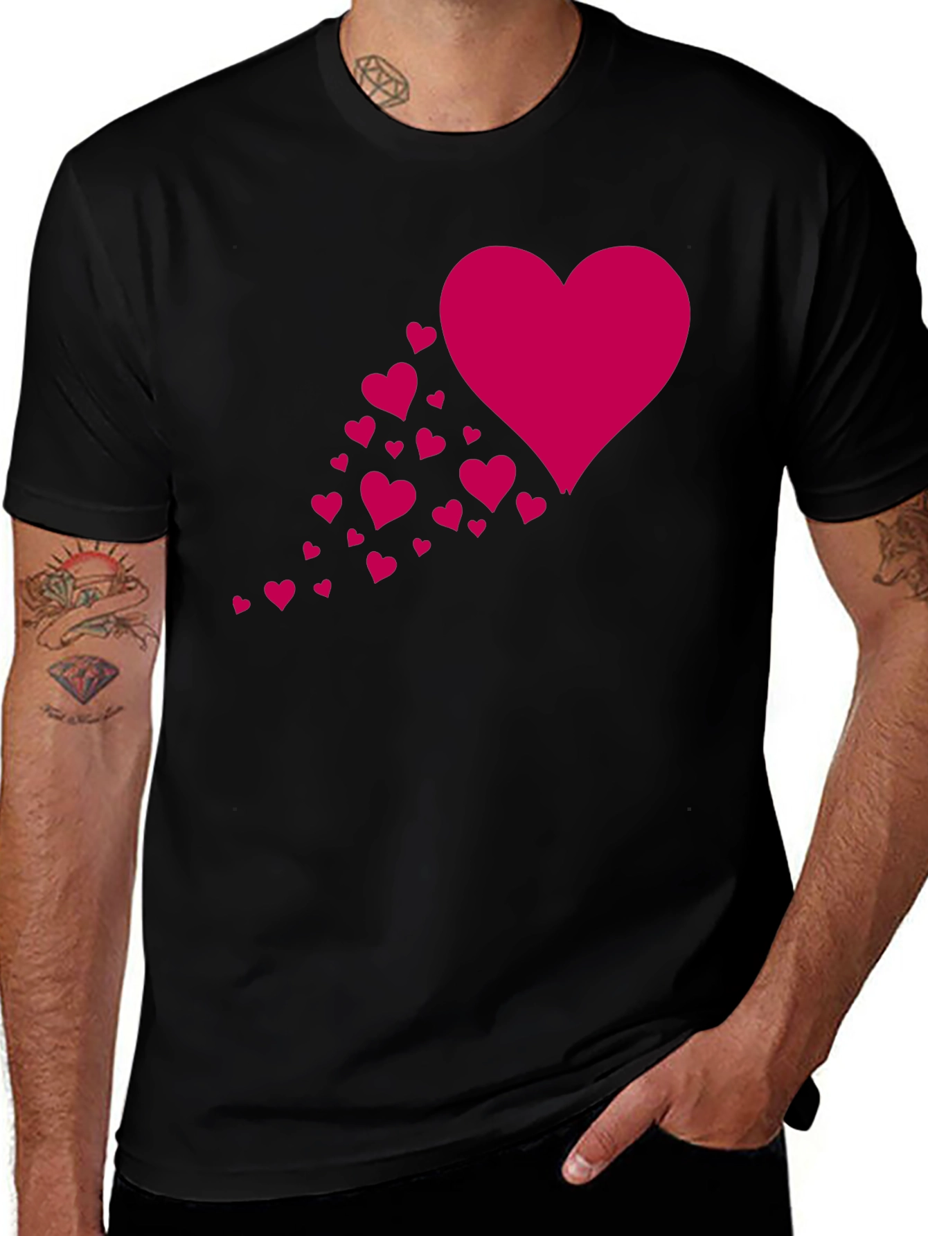 Variant 16 of Heart Cascade Men's Black T-Shirt