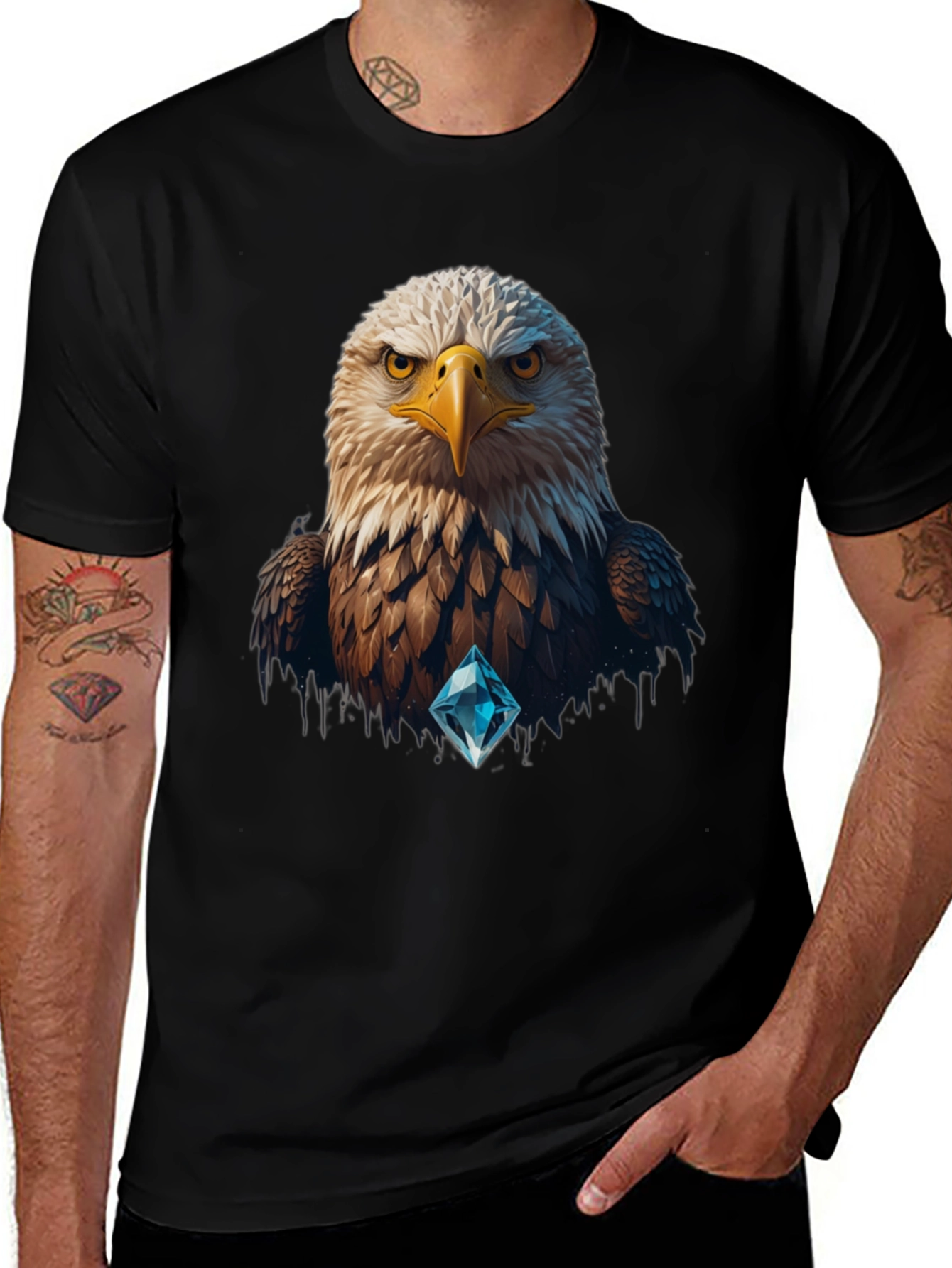 Variant 25 of Eagle Diamond Graphic Tee - Black