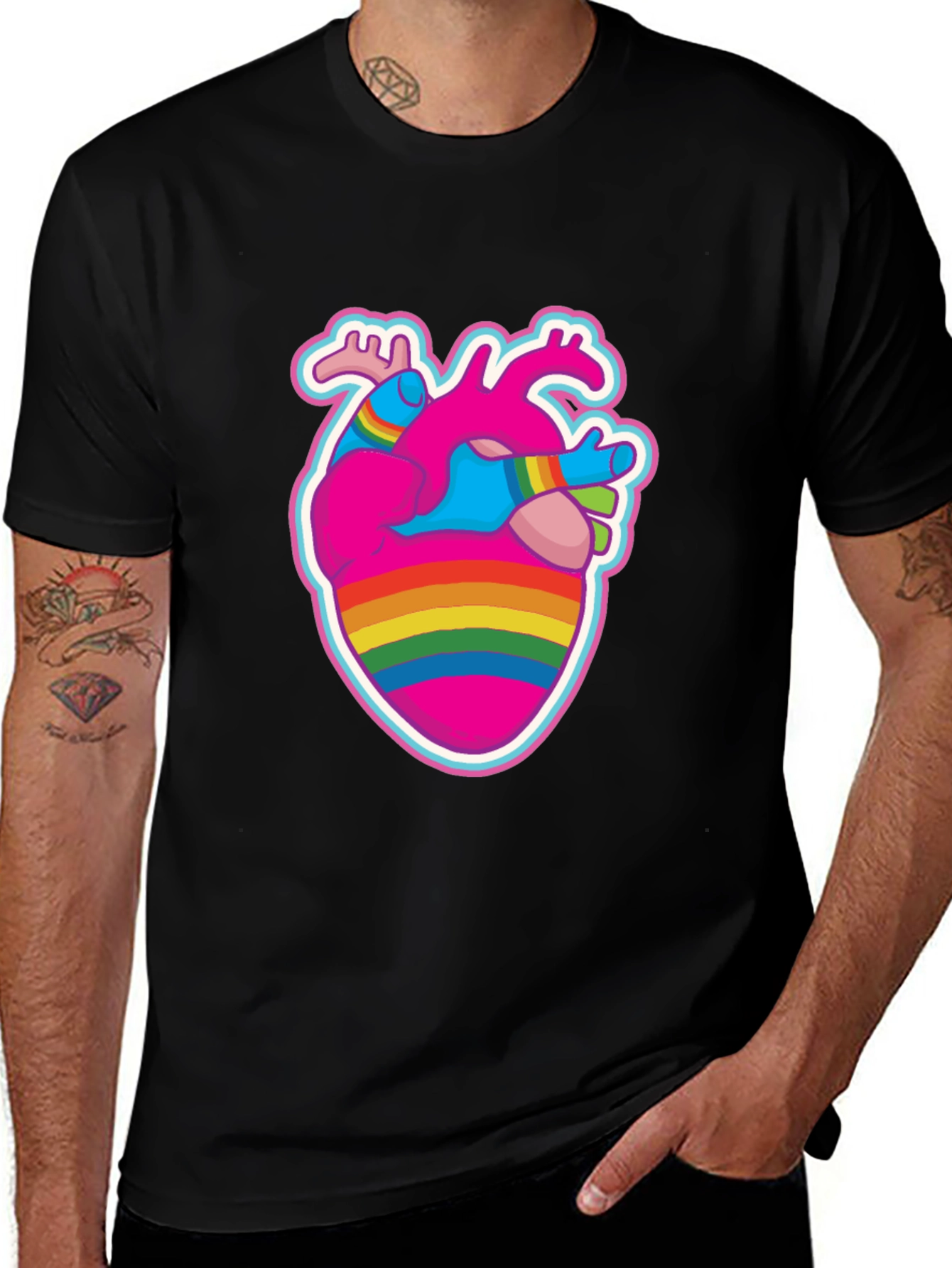 Variant 6 of Anatomical Heart Pride T-Shirt - Black Crew Neck