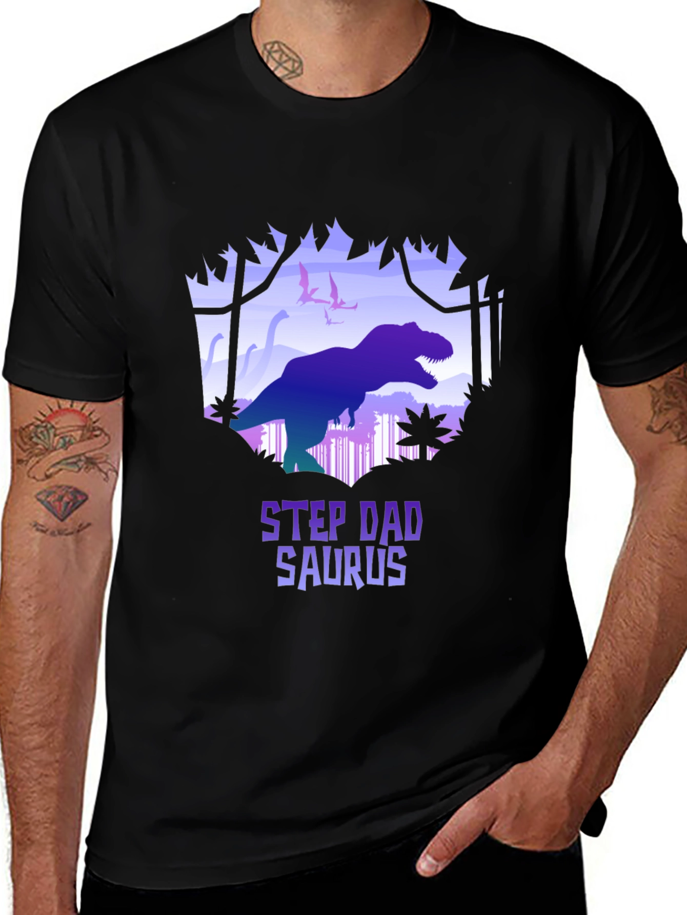 Step Dad Saurus T-Shirt - Dinosaur Graphic Tee