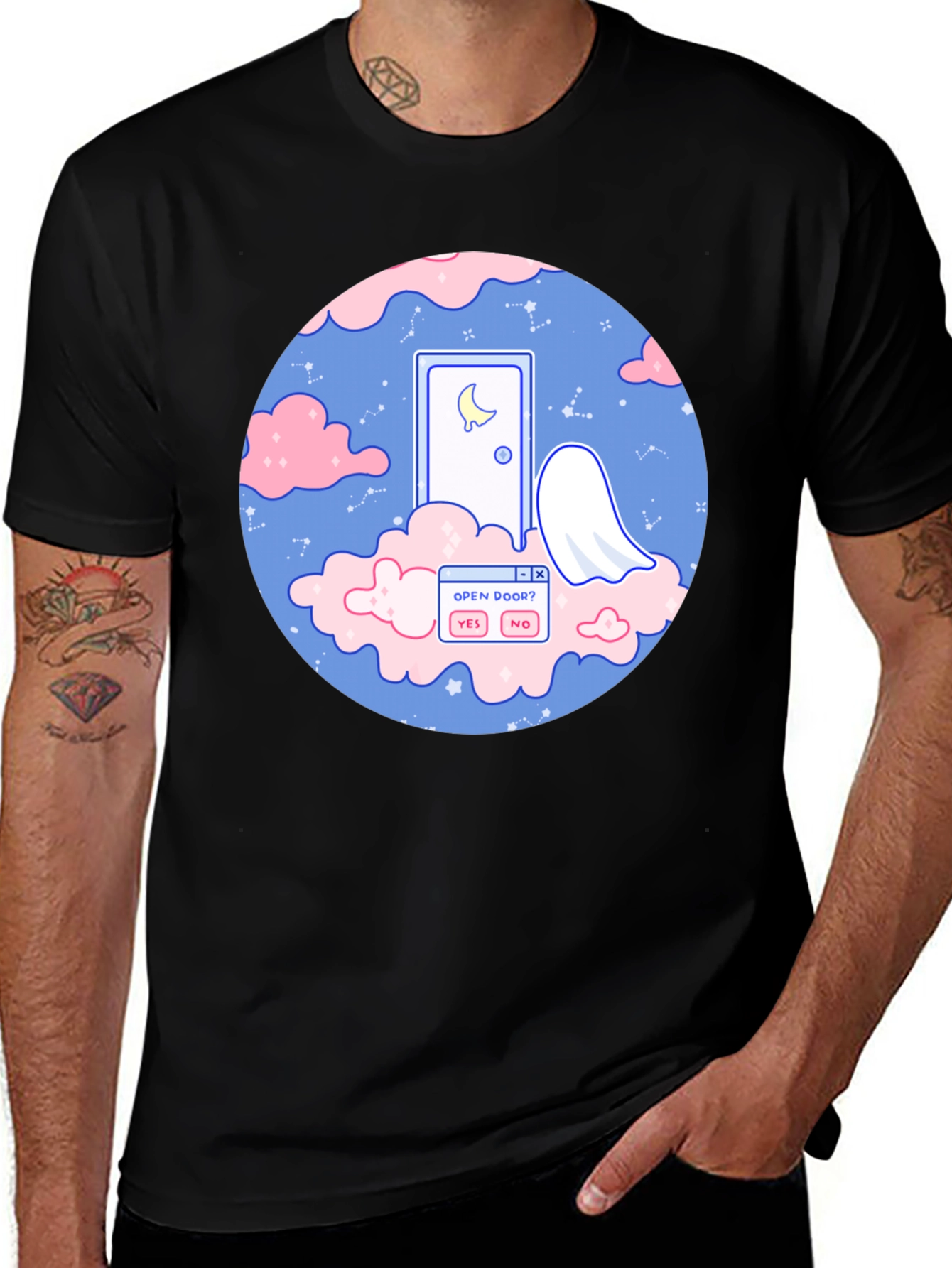 Variant 5 of Whimsical Graphic Tee - Open Door, Ghostly Fun