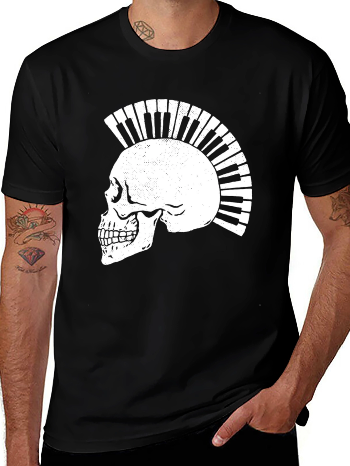 Variant 22 of Skull Piano Keys Punk Rock Graphic T-Shirt