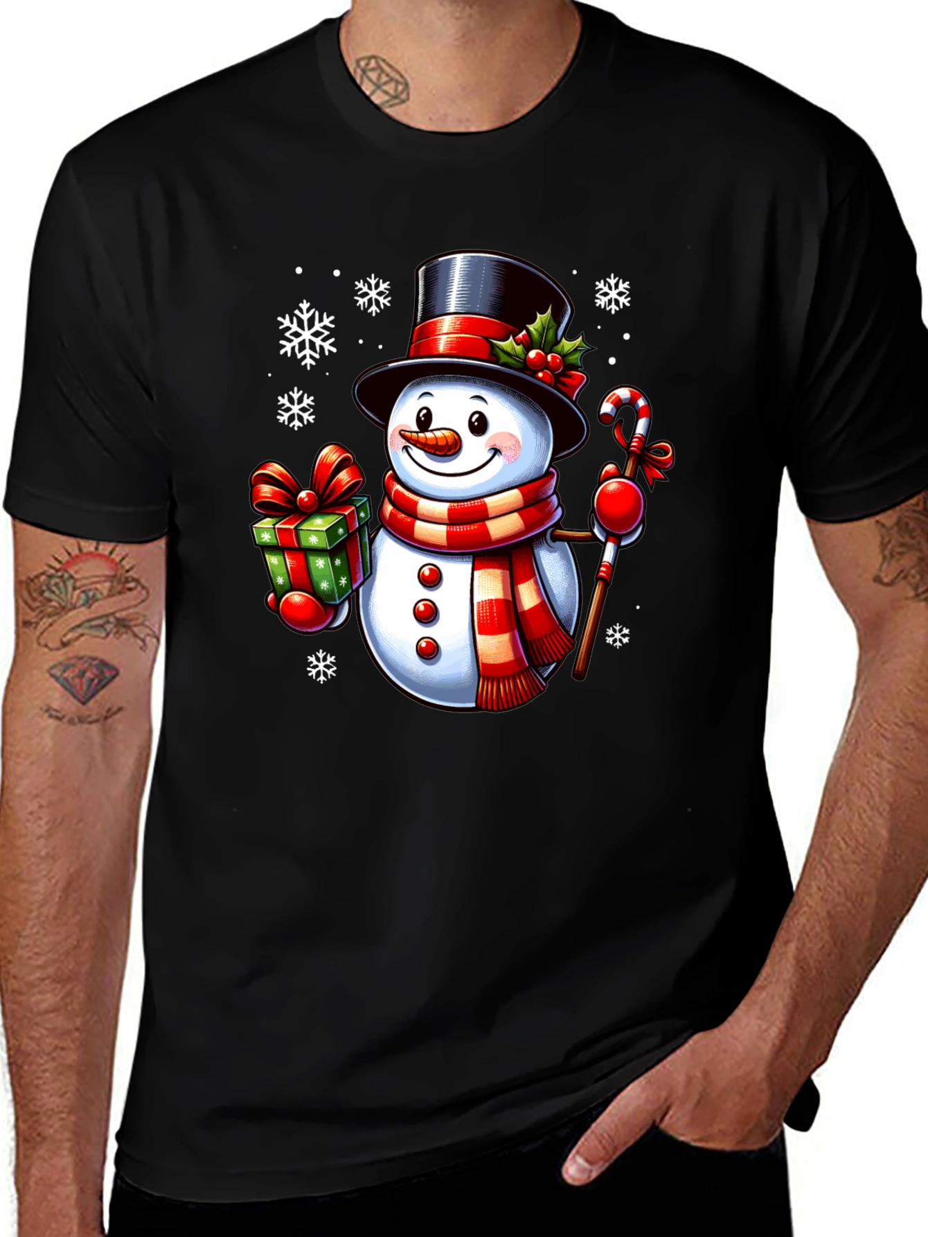 Variant 7 of Festive Snowman Graphic Tee - Holiday Cheer