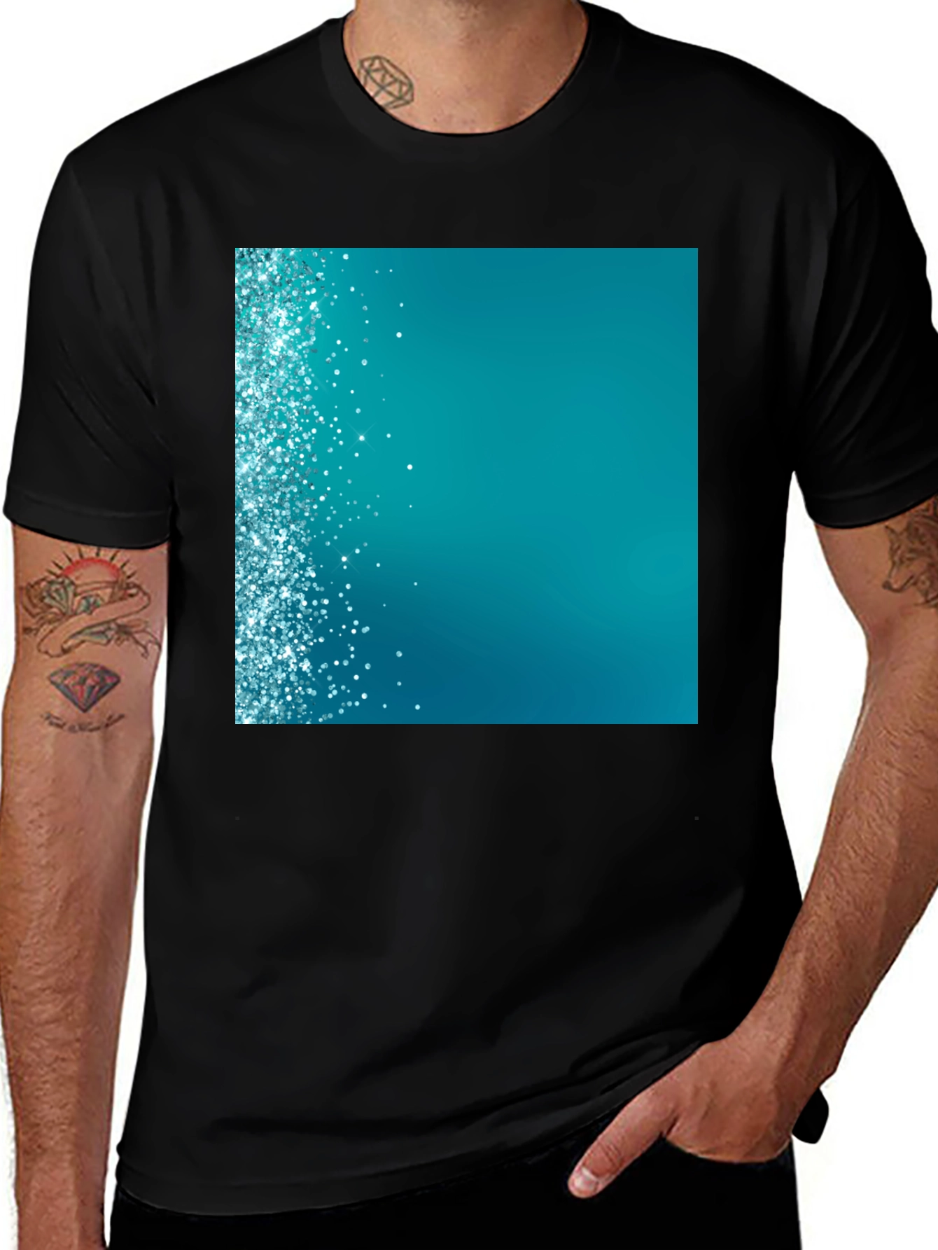 Variant 17 of Sparkling Teal Graphic Tee - Modern Design