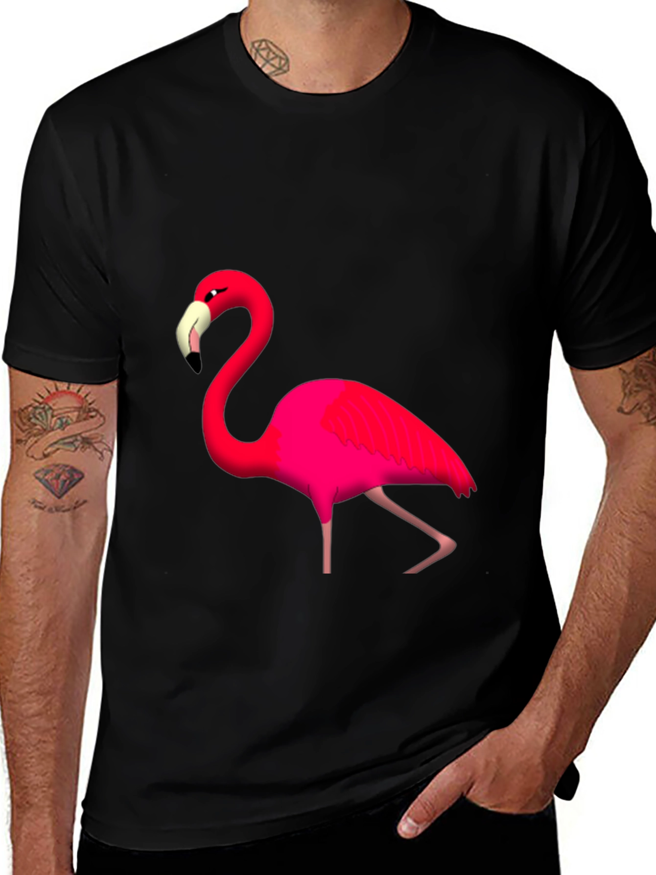 Variant 15 of Bold Black Flamingo Graphic Tee