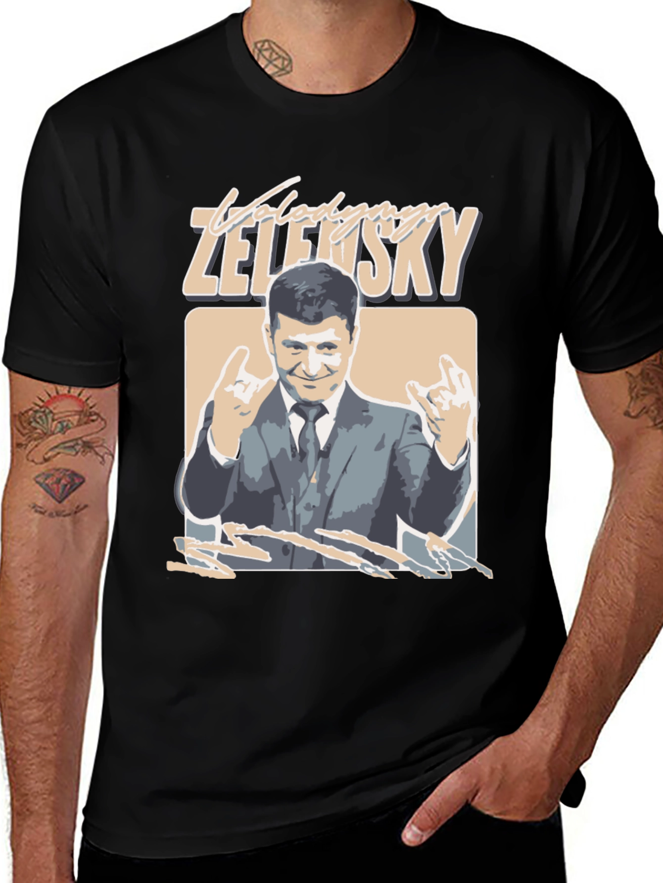 Variant 4 of Volodymyr Zelensky Graphic T-Shirt - Rock On!