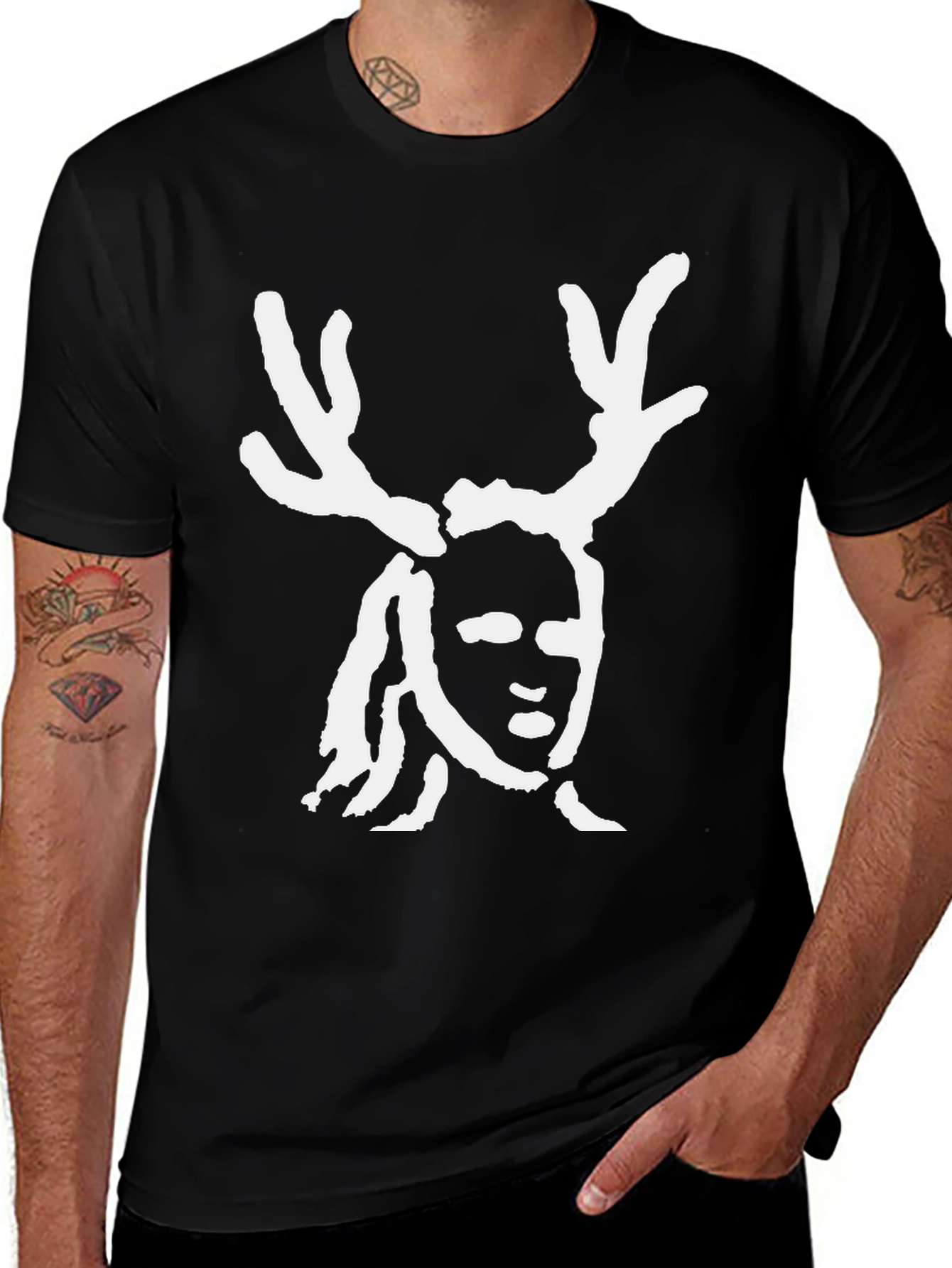 Variant 10 of Antlered Figure Black T-Shirt