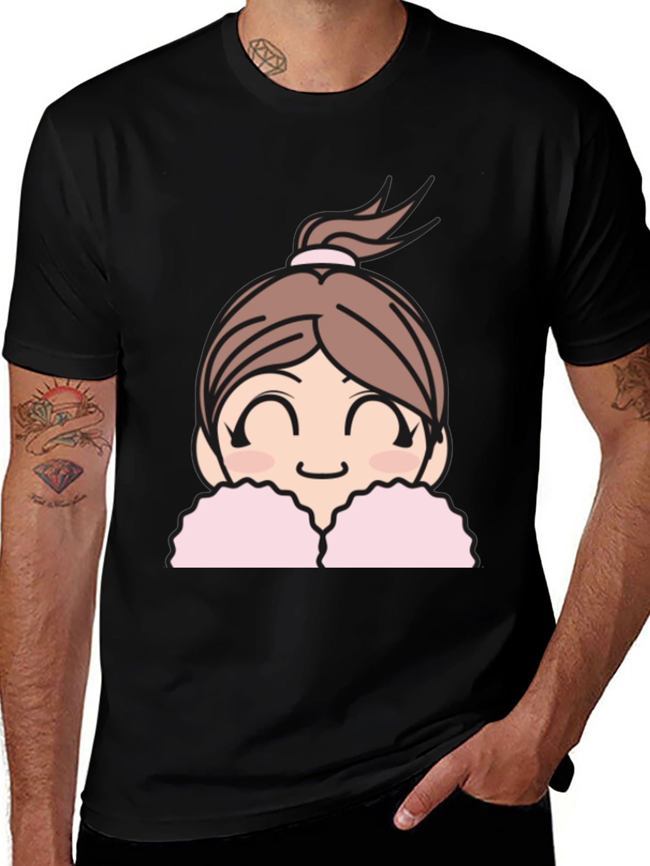 Variant 9 of Cute Anime Girl Graphic Black T-Shirt