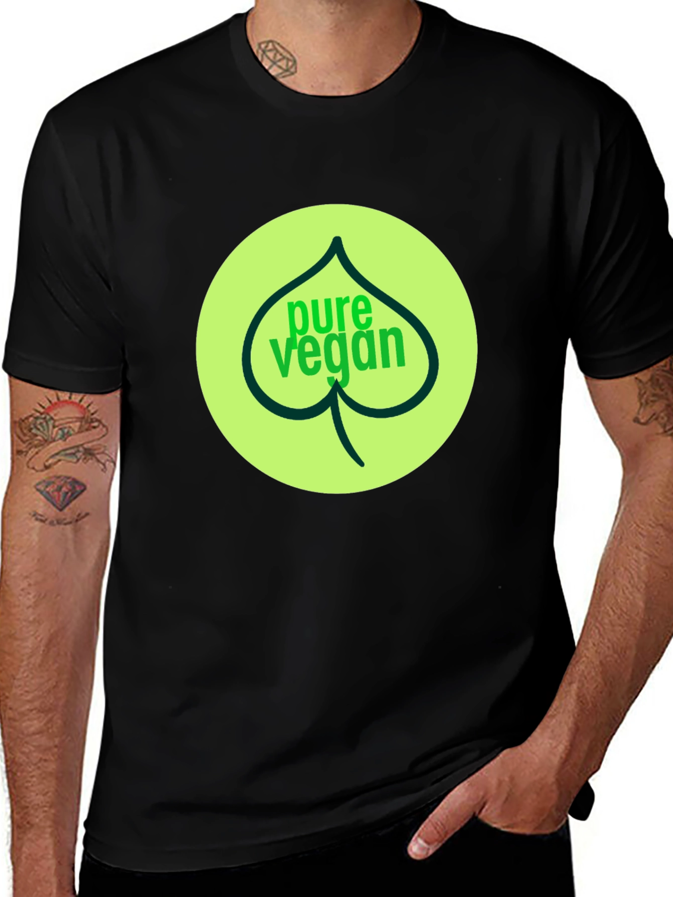 Variant 22 of Pure Vegan Graphic Tee - Black Cotton T-Shirt