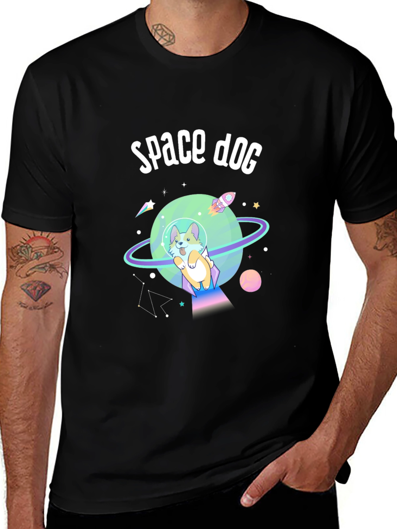 Variant 13 of Space Dog Graphic T-Shirt - Black