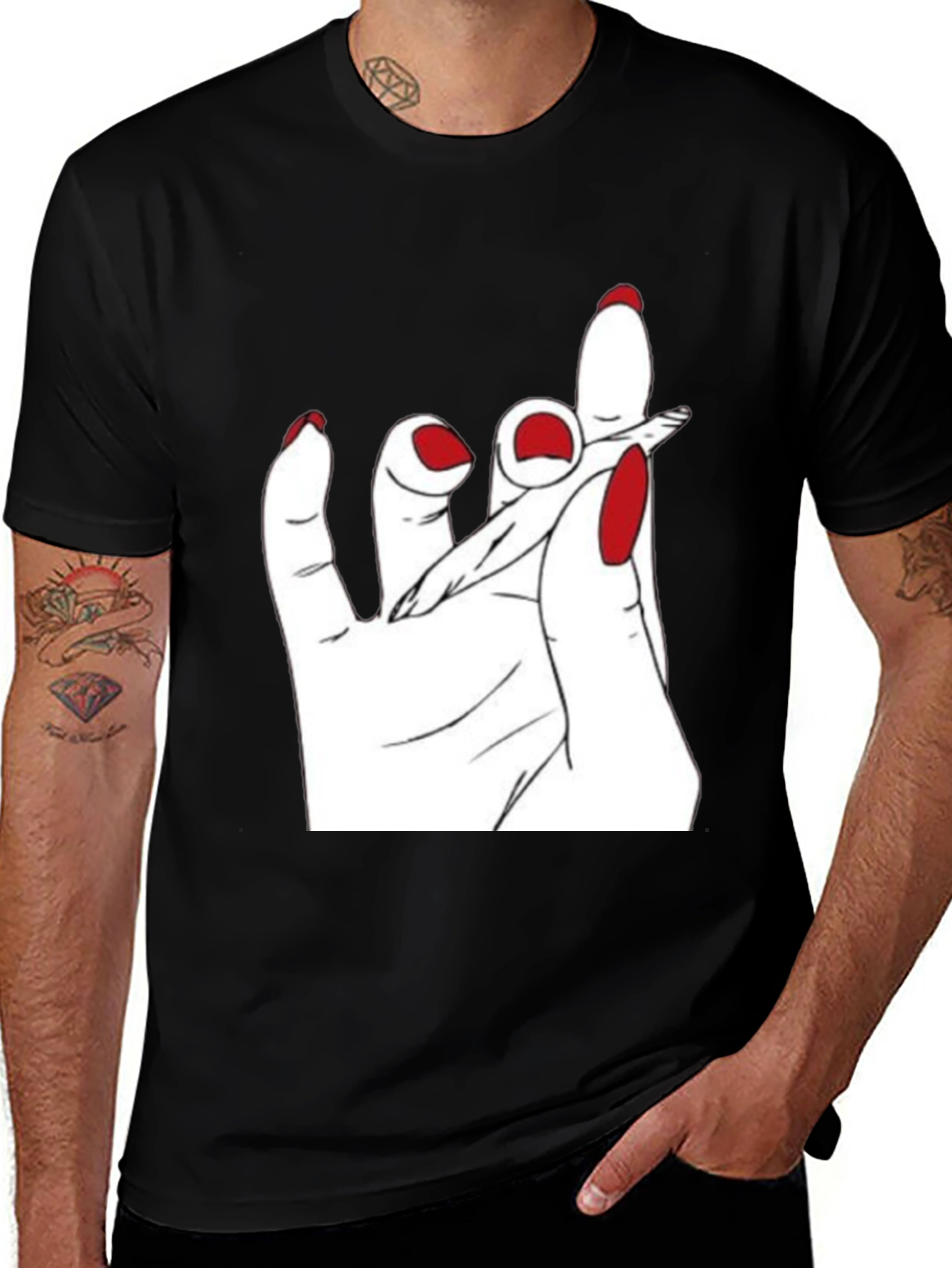 Variant 11 of Hand Holding Joint Black T-Shirt
