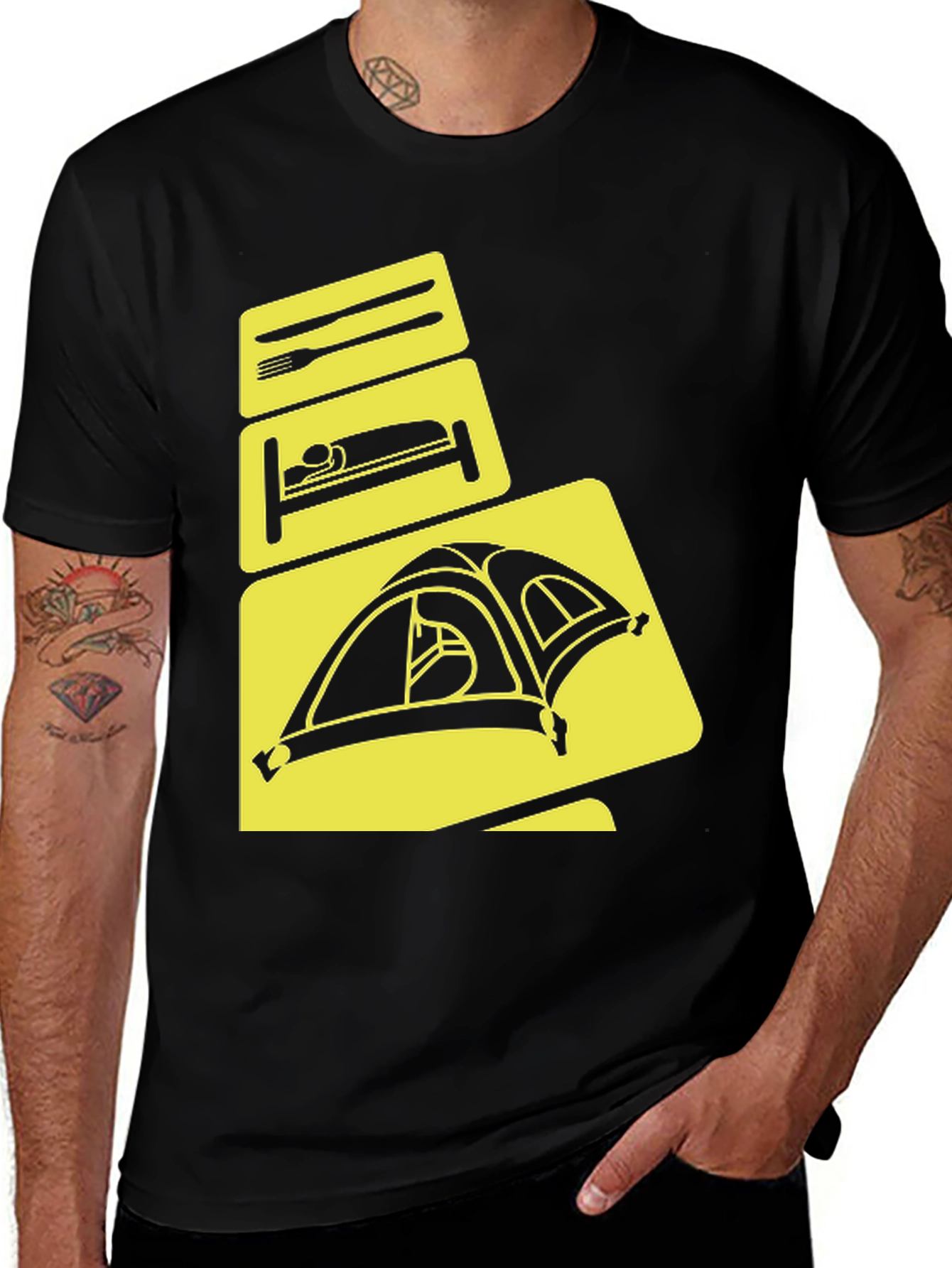 Variant 13 of Camping Mode T-Shirt: Eat, Sleep, Tent Repeat