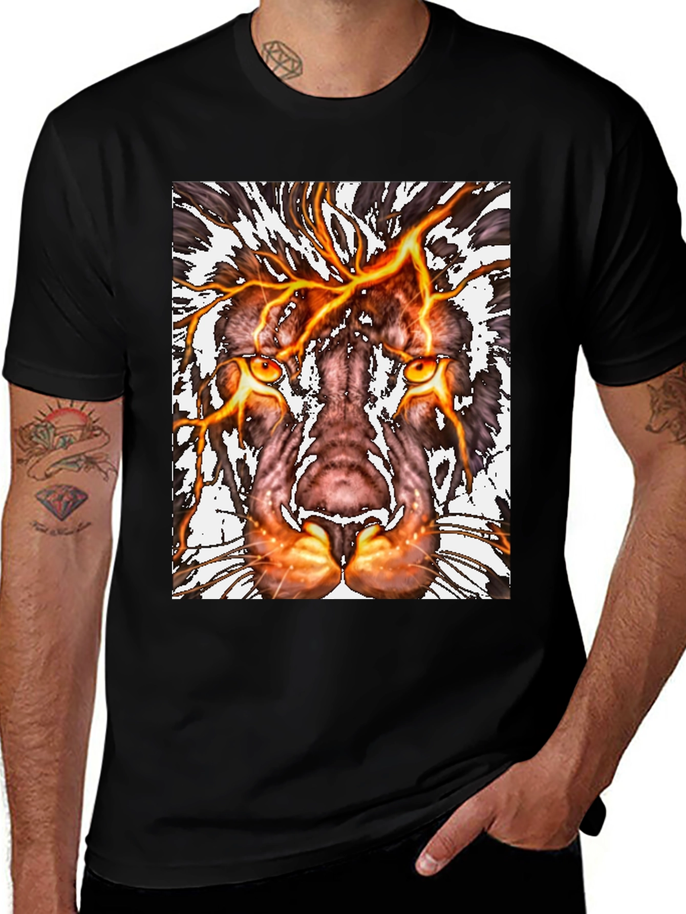 Variant 23 of Fiery Lion Graphic Tee - Bold Animal Print