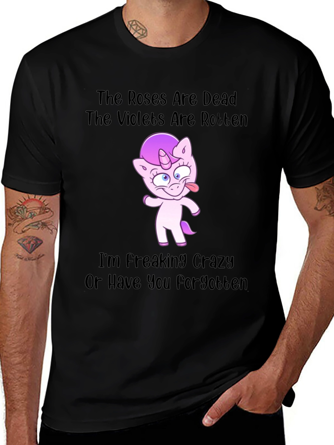 Variant 21 of Crazy Unicorn Graphic Tee - The Roses Are Dead T-Shirt
