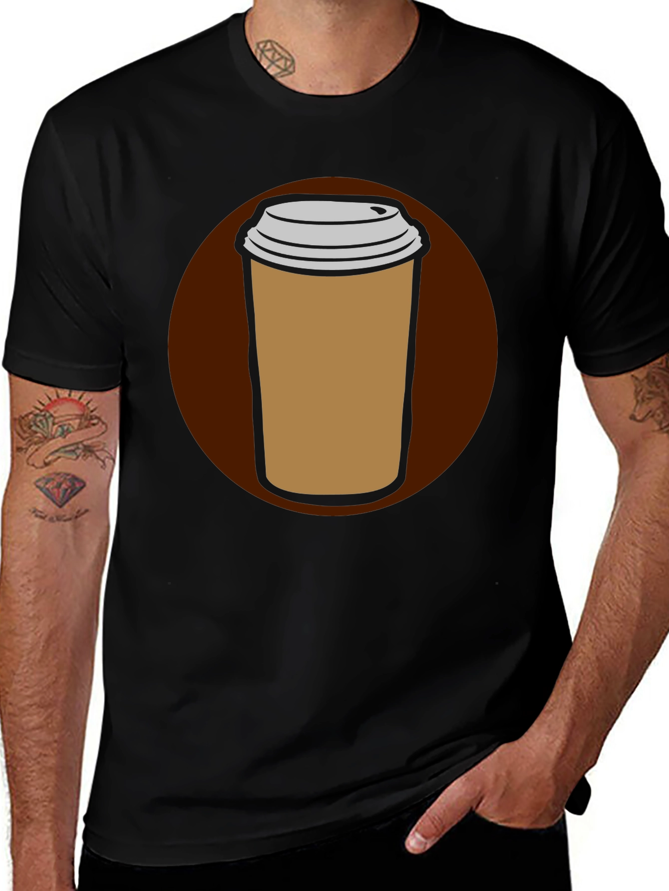 Variant 15 of Coffee Cup Graphic Tee - Casual Black T-Shirt