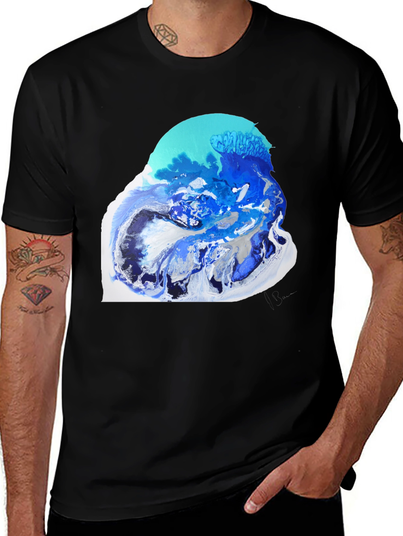 Variant 6 of Abstract Ocean Art Black T-Shirt