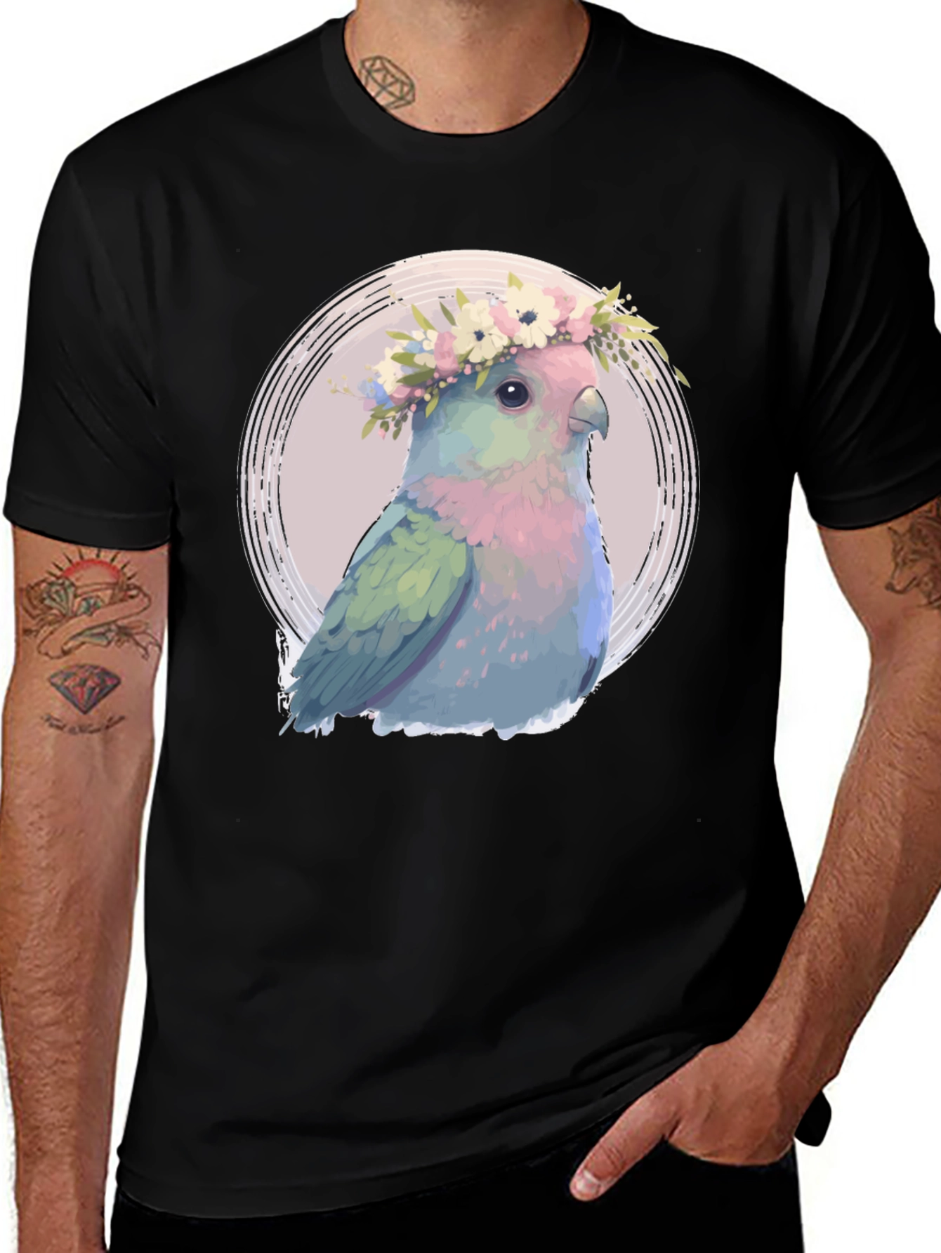 Variant 26 of Parrot Flower Crown Graphic Tee - Unisex
