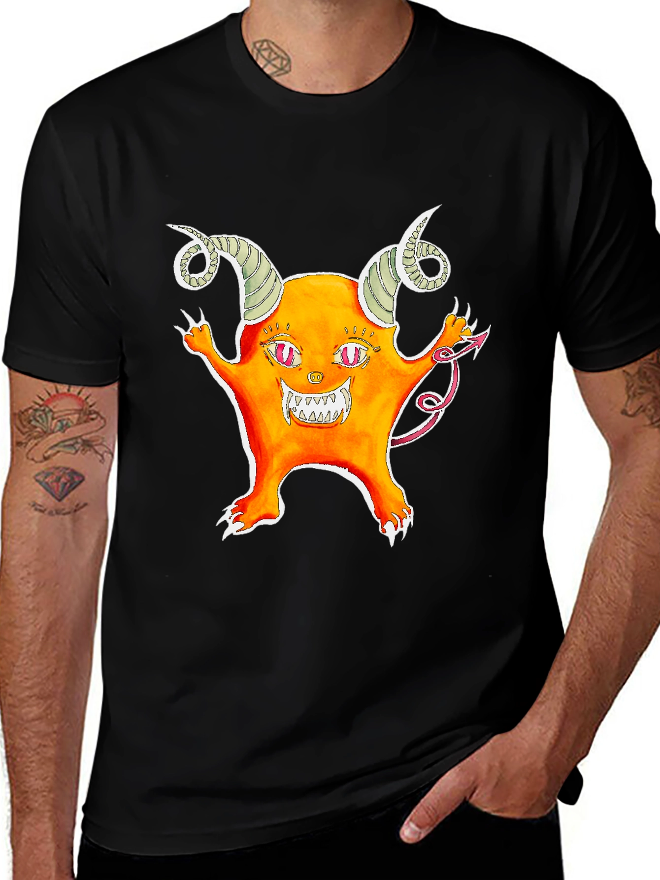 Variant 19 of Monster Graphic Tee - Black Cotton T-Shirt
