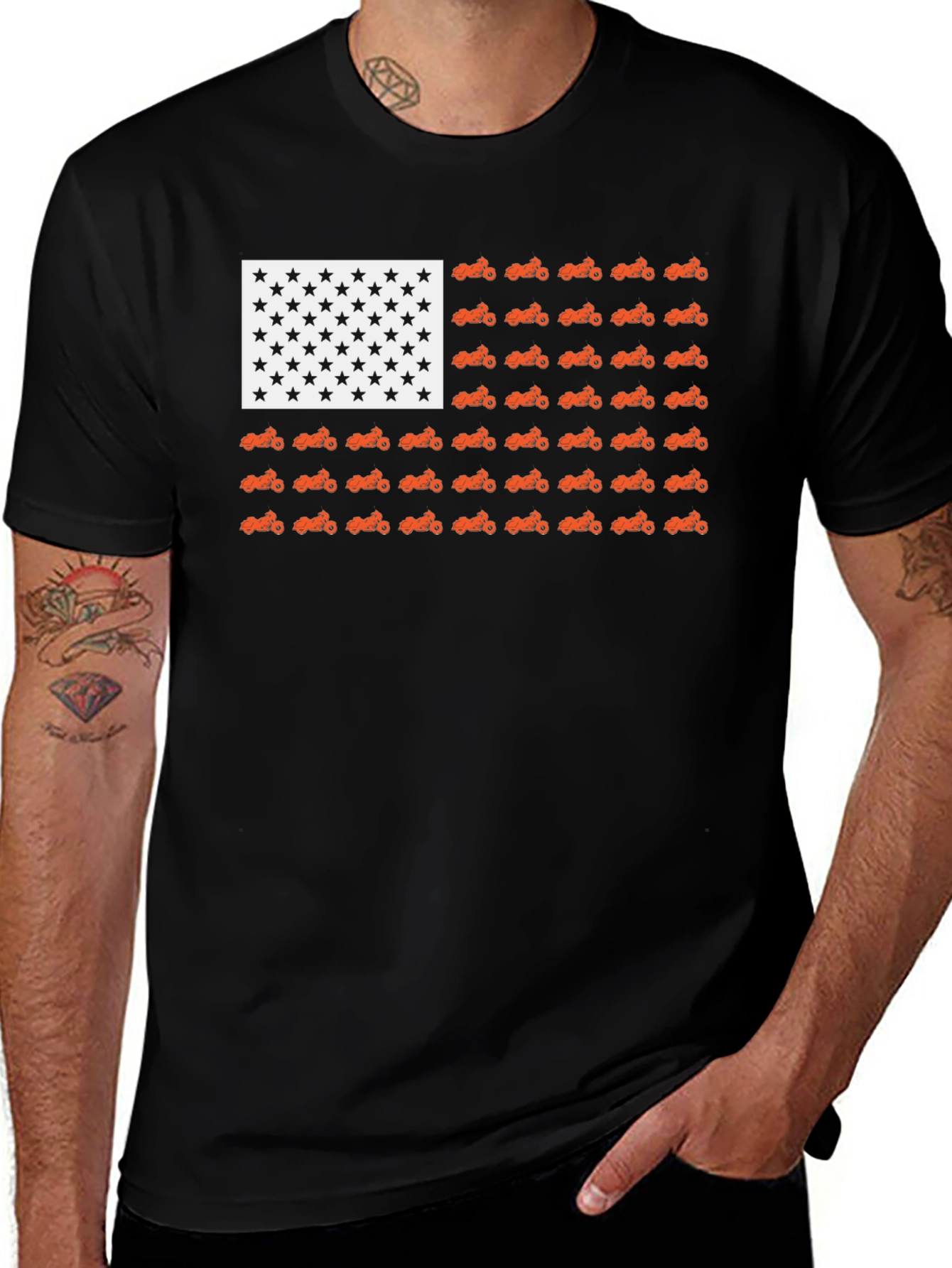 Variant 16 of American Flag Motorcycle T-Shirt