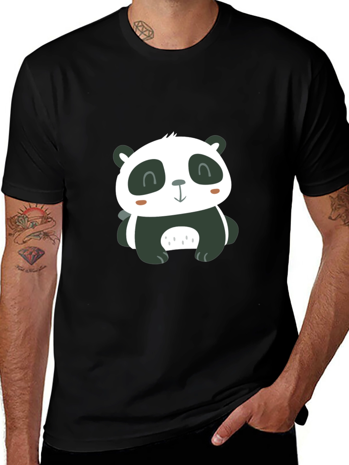 Variant 27 of Cute Panda Graphic Tee - Black