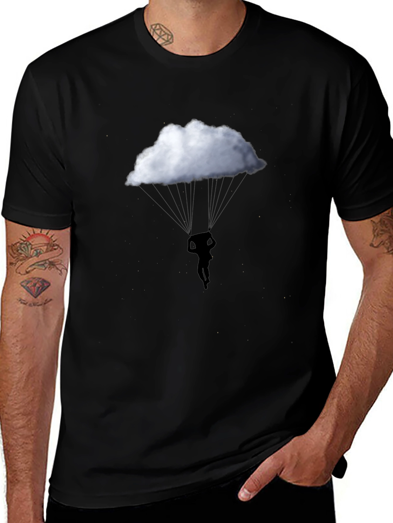 Variant 22 of Cloud Parachute Graphic Tee - Black