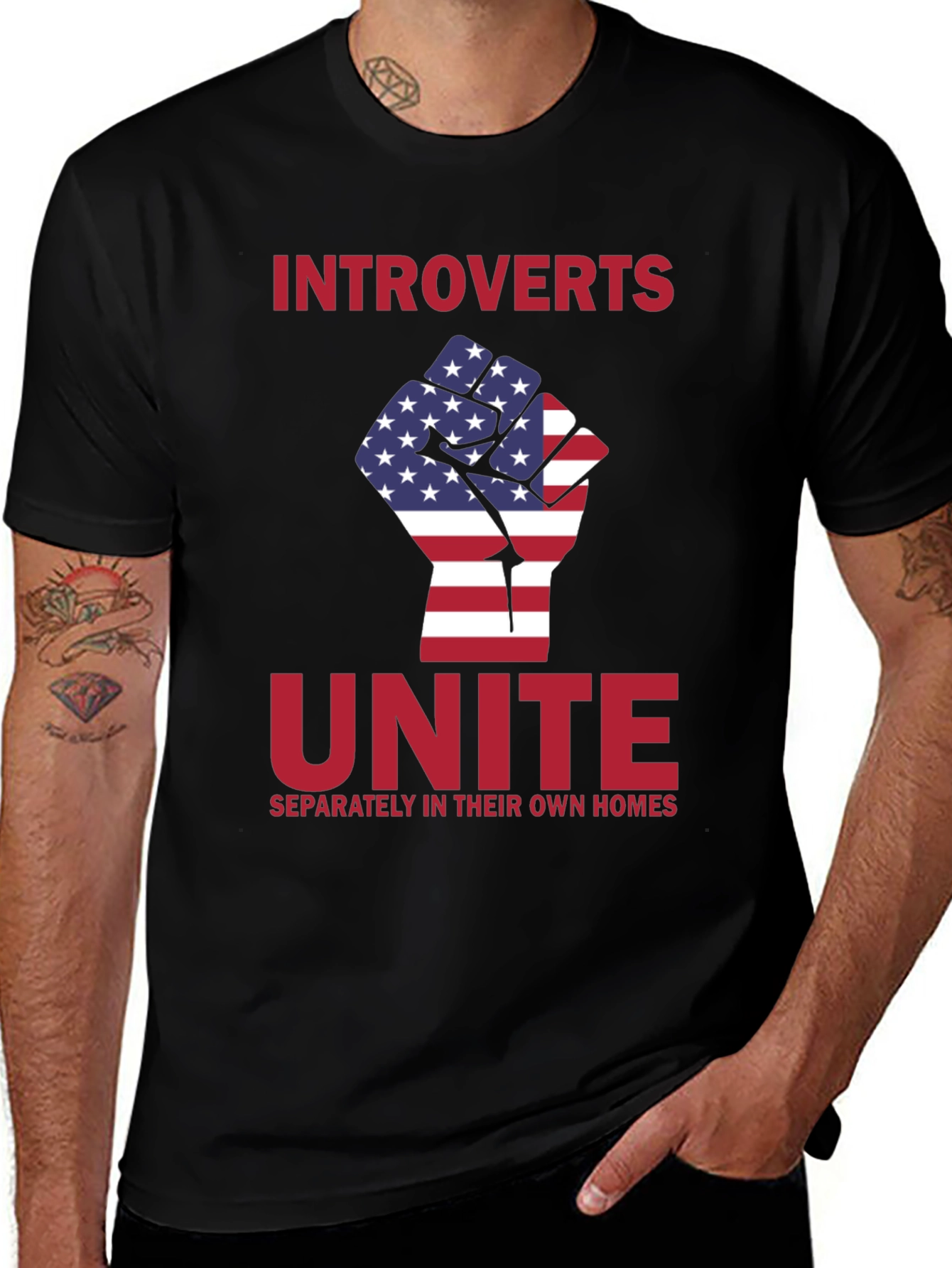 Variant 11 of Introverts Unite Black Graphic T-Shirt