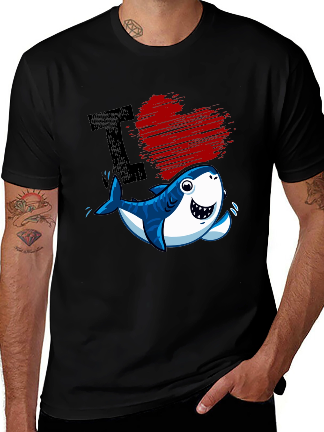 Variant 22 of I Love Sharks T-Shirt - Cute Cartoon Graphic Tee