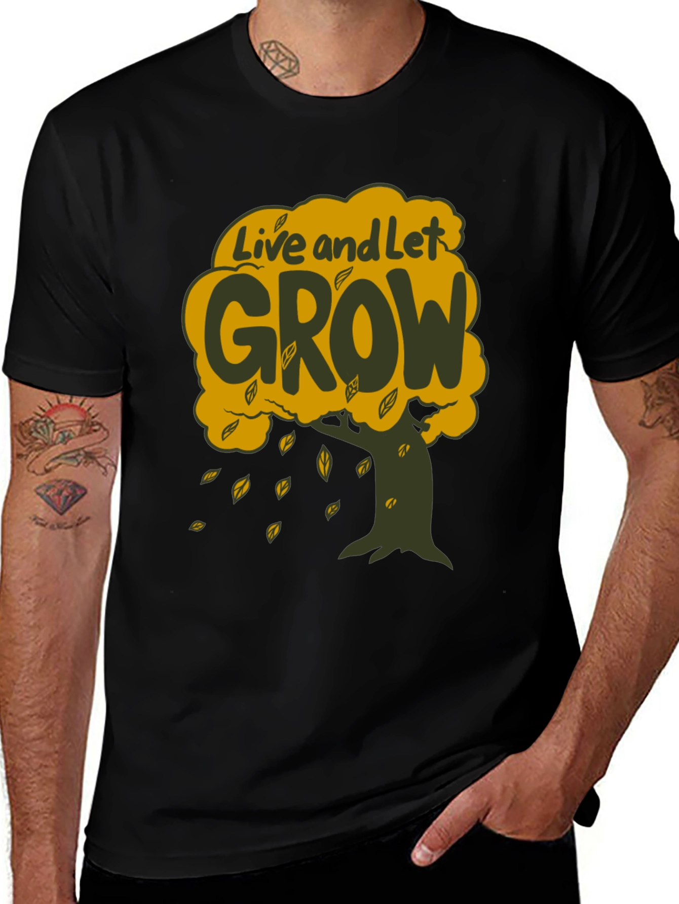 Variant 21 of Live and Let Grow T-Shirt - Tree Graphic Tee