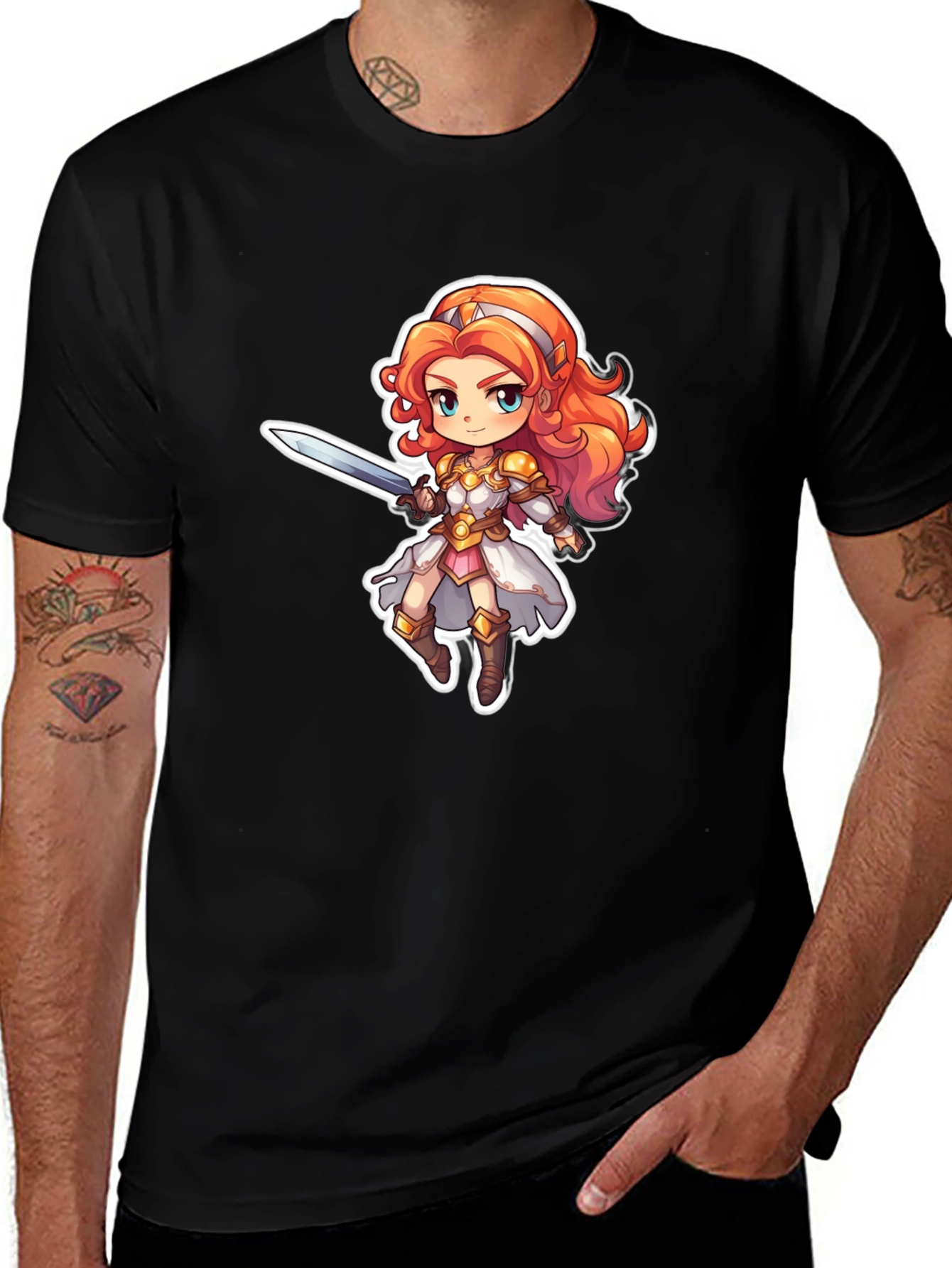 Variant 17 of Warrior Girl Graphic Tee - Black T-Shirt