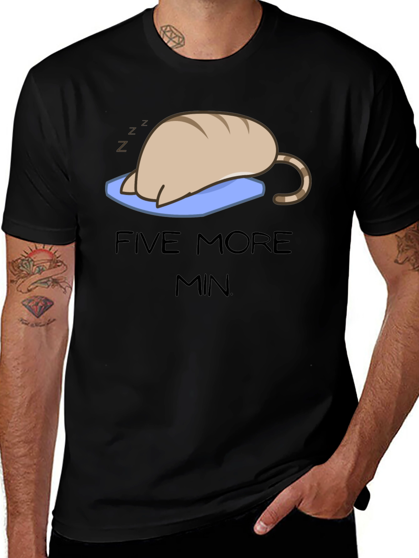 Five More Minutes Cat Nap T-Shirt - Black