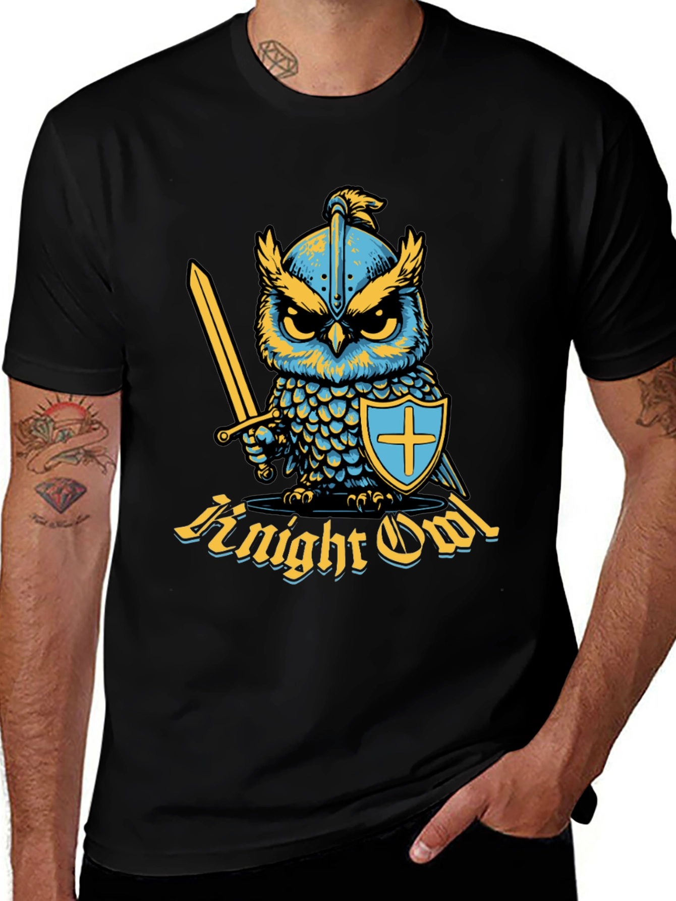 Variant 22 of Knight Owl Graphic Tee - Unique Design