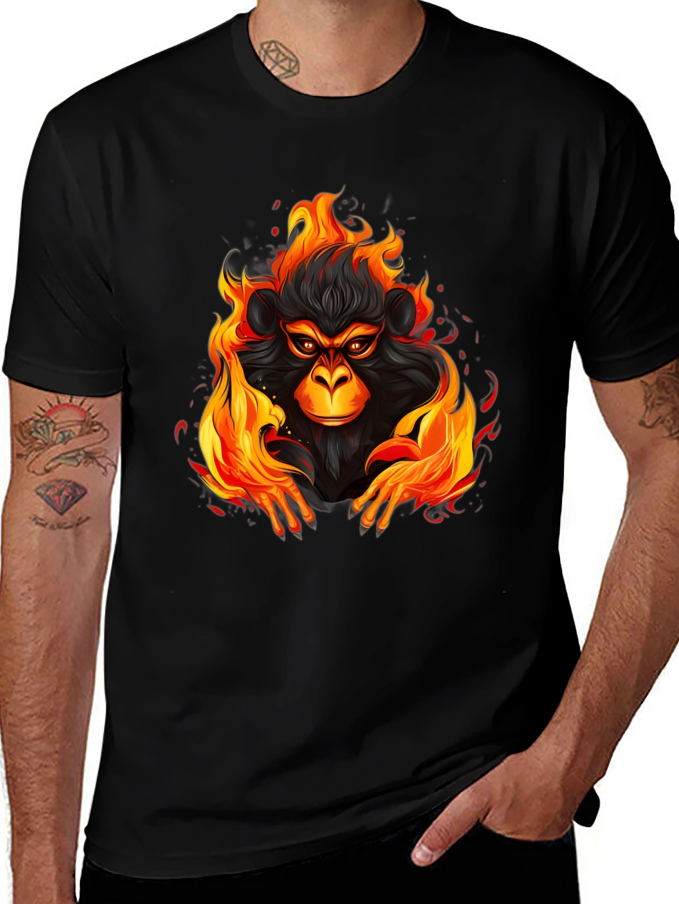 Variant 9 of Fiery Monkey Graphic T-Shirt - Bold Statement Tee