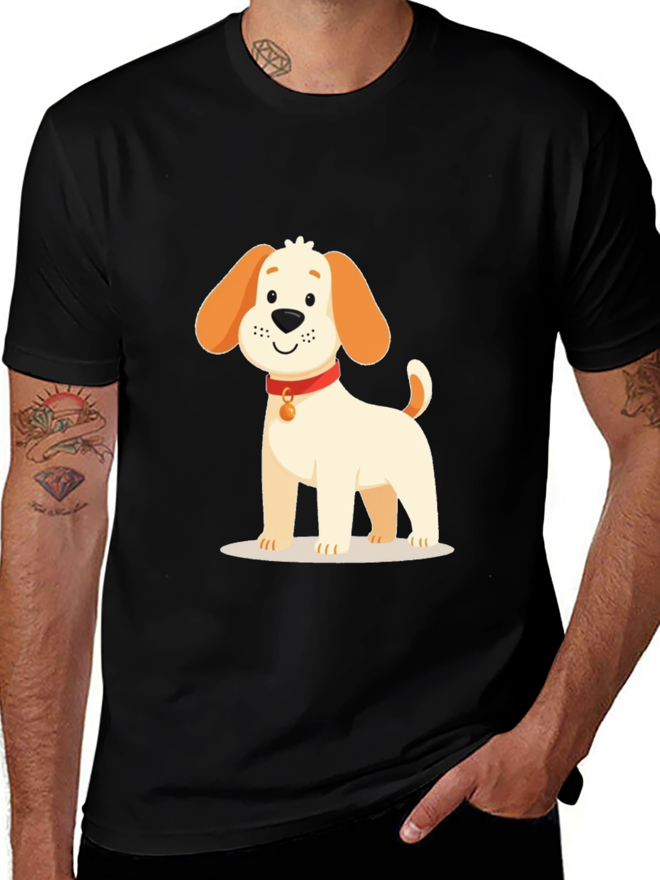 Variant 19 of Dog Cartoon Graphic Black T-Shirt