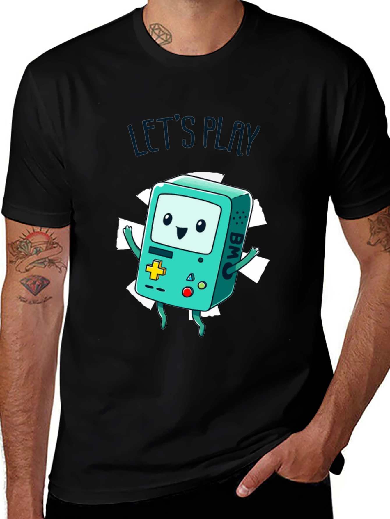 Let's Play Adventure Time BMO Black T-Shirt